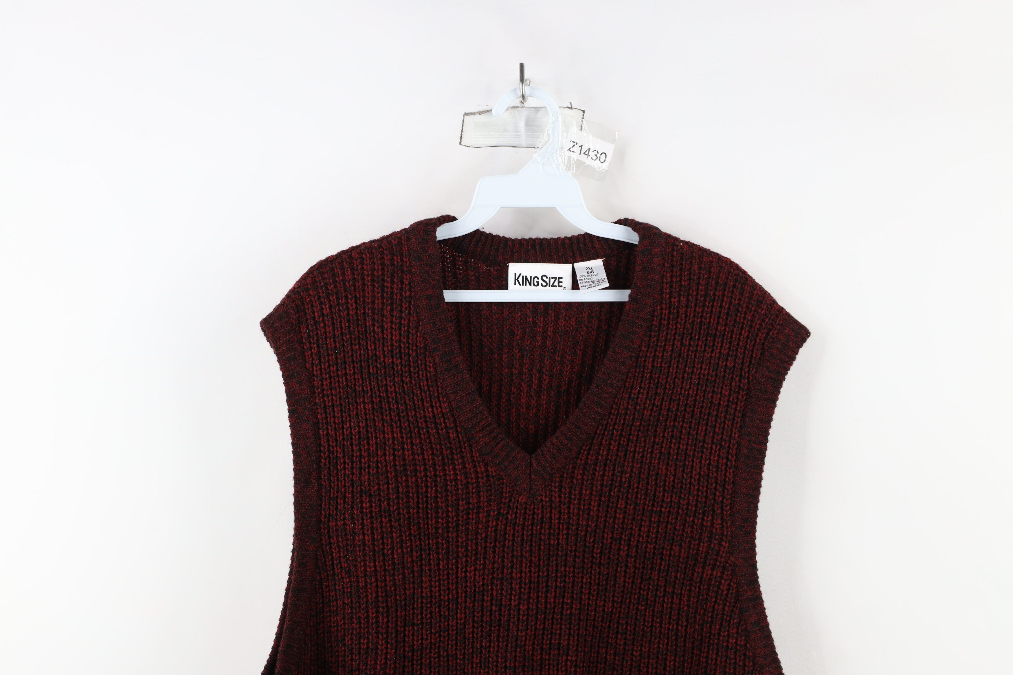Vintage Vintage 90s Streetwear Ribbed Knit V-Neck Sweater Vest Red Size US XXL / EU 58 / 5 - 2 Thumbnail