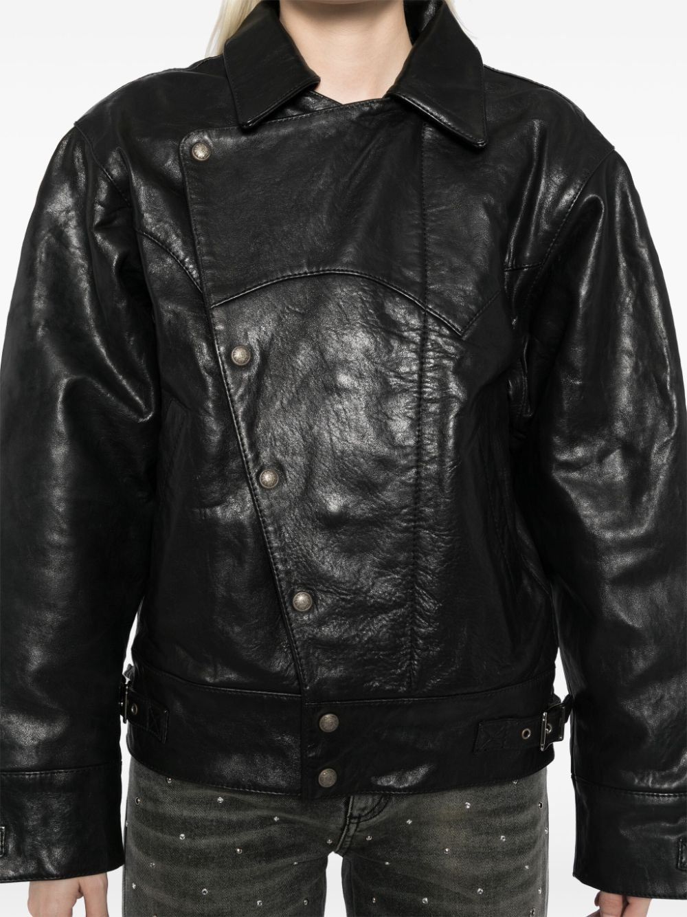 R13 Asymmetric Snap Biker Jacket medium Size M / US 6-8 / IT 42-44 - 10 Thumbnail