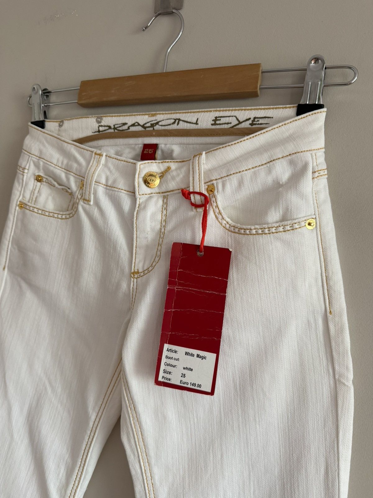 Vintage Dragon Eye White Bootcut Jeans Size 25" / US 0 / IT 36 - 6 Thumbnail