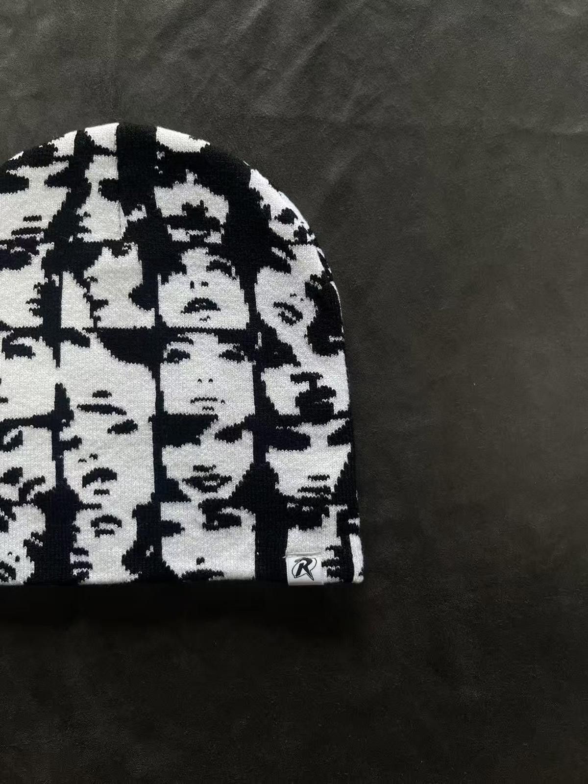 Japanese Brand Deadstock Black & White Multi-Face No Cuff Knit Green Beanie Size ONE SIZE - 3 Thumbnail