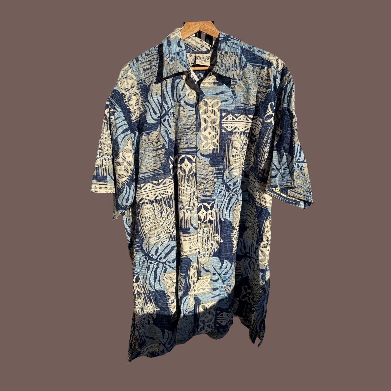 Vintage VTG Hawaiian Shirt | Go Barefoot Blue Print | Surfcore Size US XXL / EU 58 / 5 - 1 Thumbnail