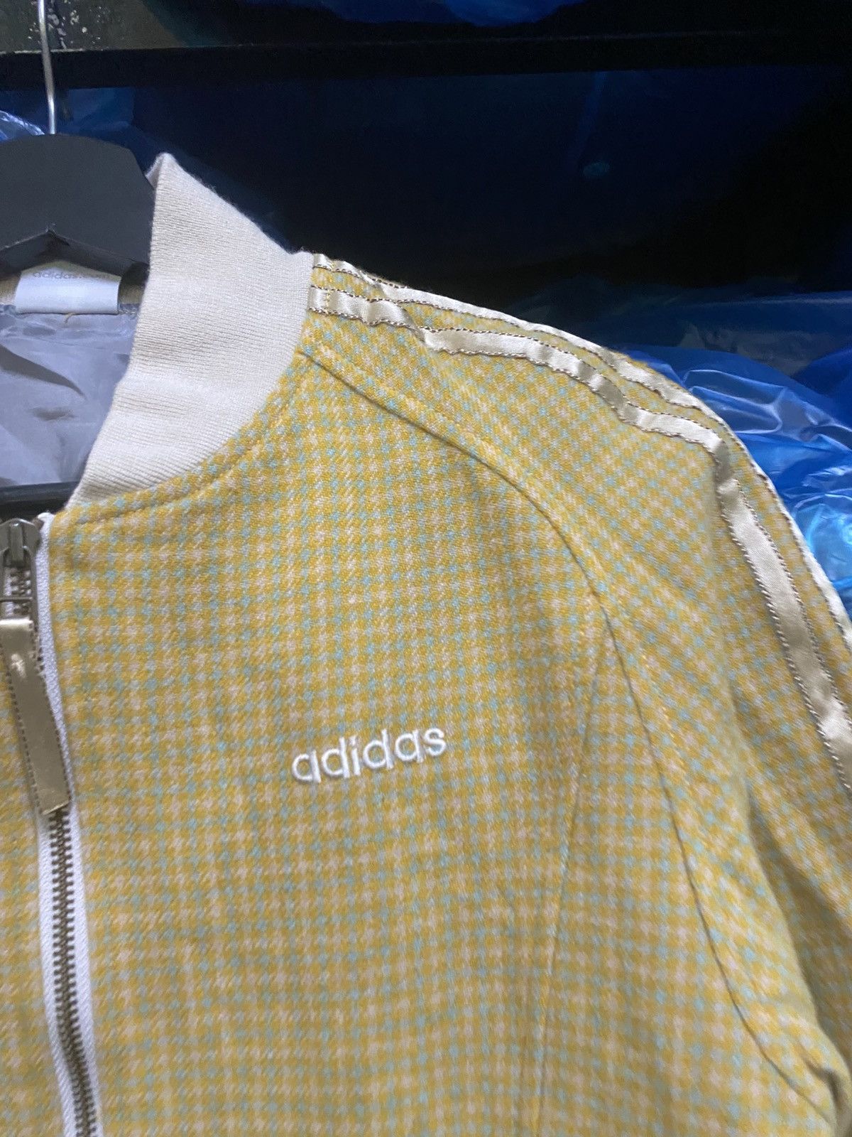 Adidas Vintage Adidas Sample Yellow Houndstooth Track Jacket Size US XS / EU 42 / 0 - 7 Thumbnail