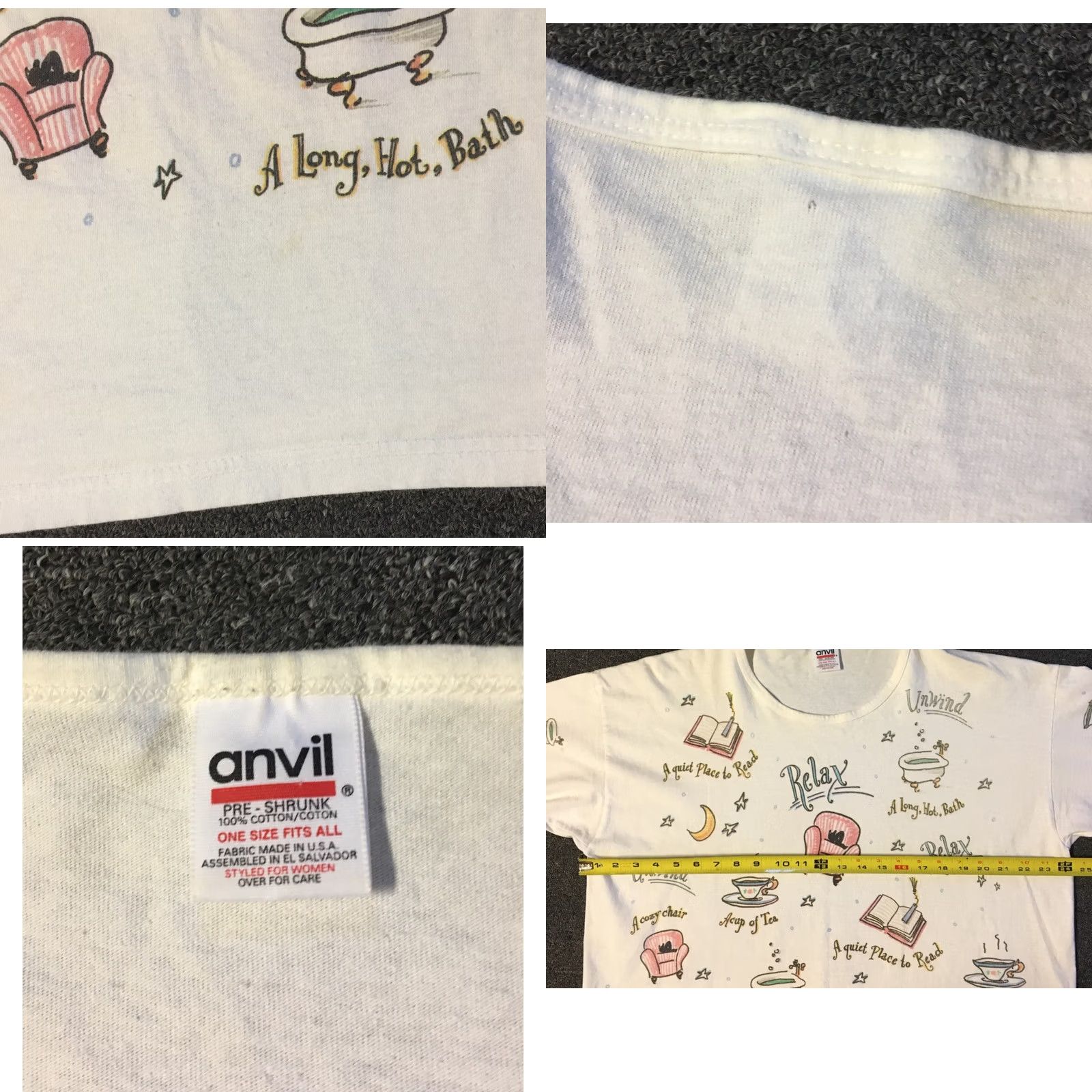 Gloverall VINTAGE Relevant Products Women T-Shirt Unwind Relax Sleeping Shirt White 90s Fun Funny Size ONE SIZE - 8 Thumbnail