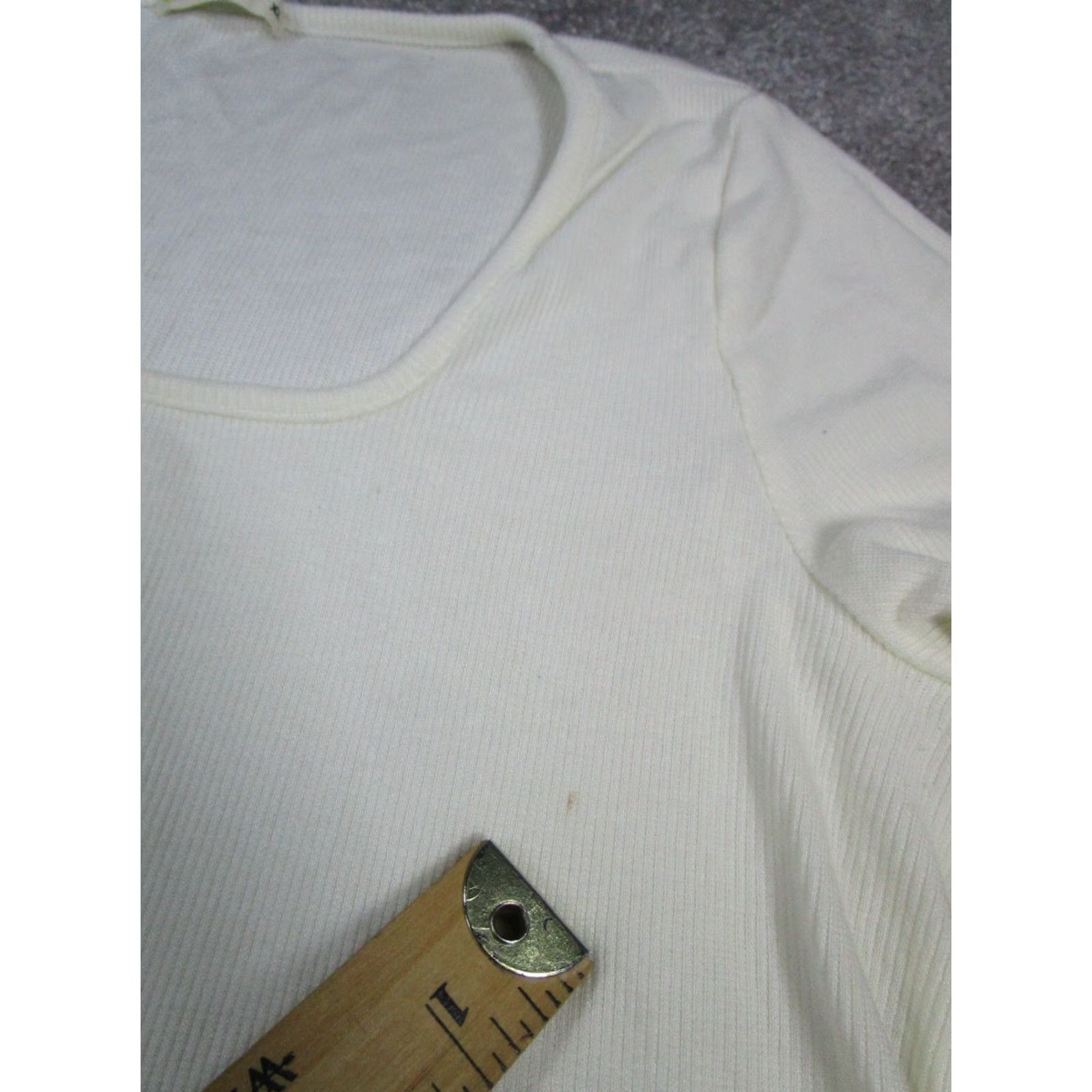 Marine Layer Marine Layer Shirt Womens XL White Waffle Knit Top Square Neck Pullover Blouse Knit Lyocell Short Sleeve Regular Size XL / US 12-14 / IT 48-50 - 5 Thumbnail