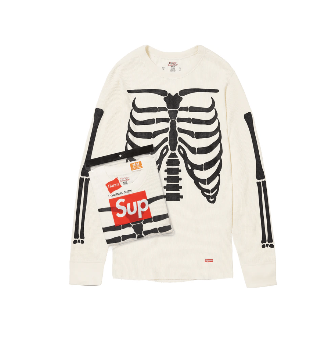 Supreme Hanes Bone Thermal Long Sleeve in White
