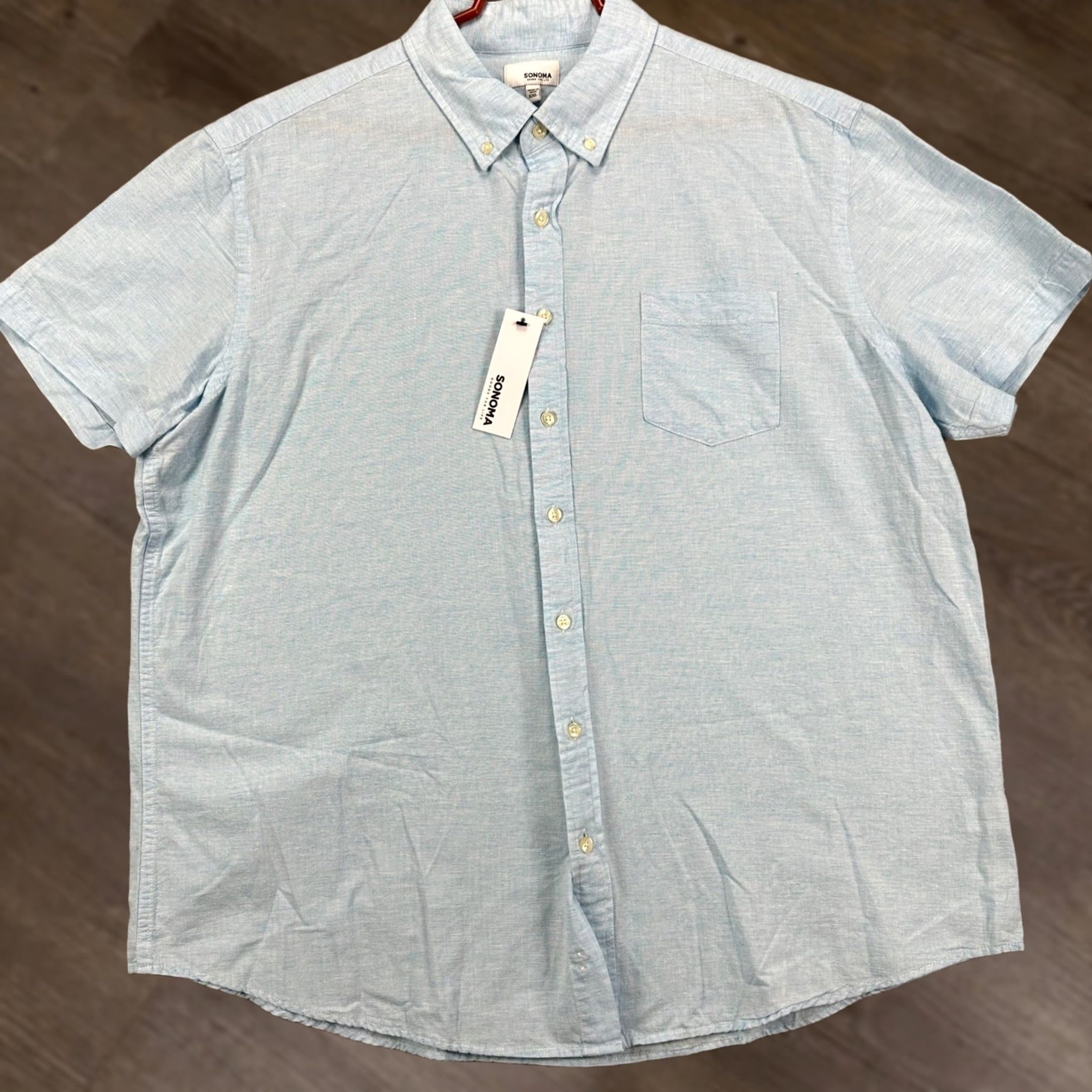 Vintage Sonoma Mens Linen Blend Shirt 2XL Light Blue Button-Down Short Sleeve Pocket NEW Size US XXL / EU 58 / 5 - 1 Thumbnail