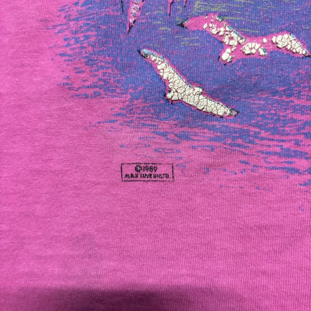 Japanese Brand × Vintage Crazy Vintage 80s Pink Beach Tropical Surf Single Stitch Graphic Tee! Size US XL / EU 56 / 4 - 4 Thumbnail