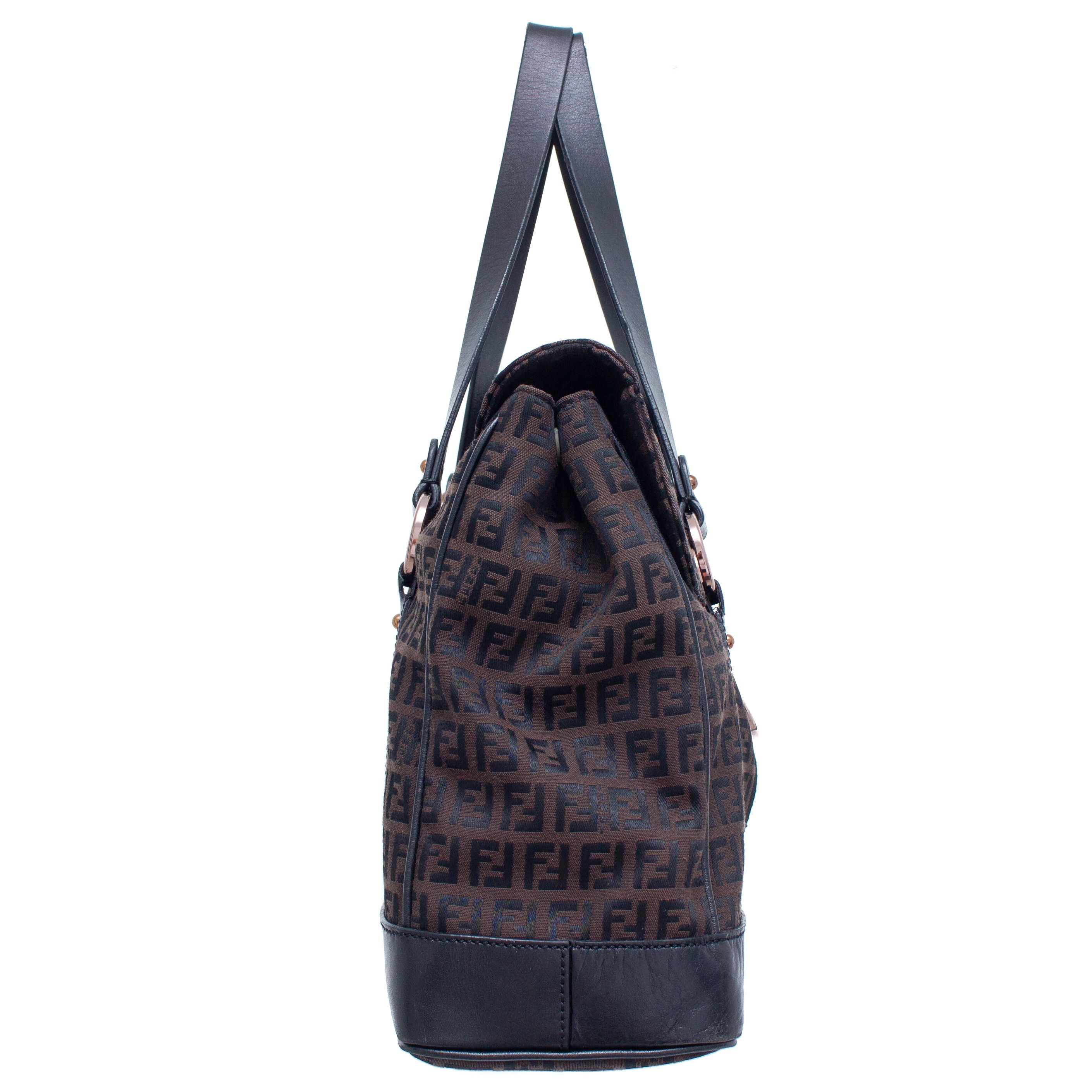 Fendi RARE FENDI VTG Brown Zucchino Canvas Shoulder Bag Size ONE SIZE - 4 Thumbnail