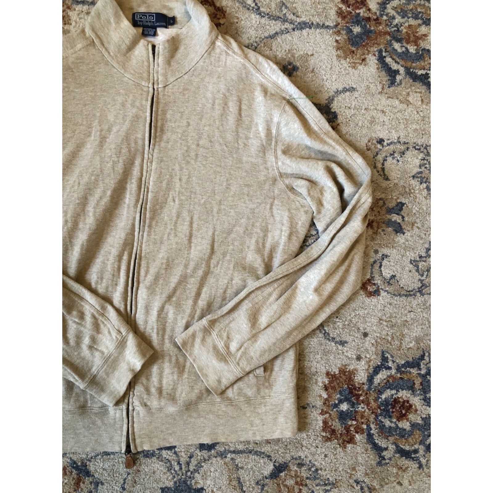 Ralph Lauren Polo Ralph Lauren Jacket Full Zip Men's L Beige Solid Cotton Knit Casual Size US L / EU 52-54 / 3 - 4 Thumbnail