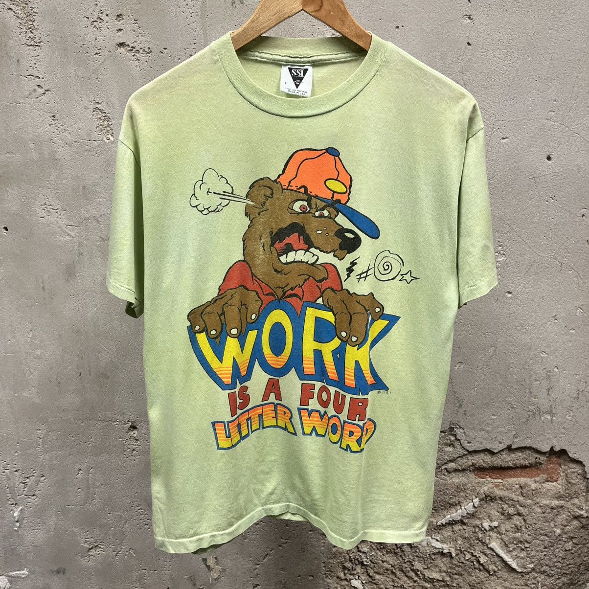 Vintage SSI Vintage Work Is A Four Letter Word Comedy Thin T-Shirt Size US L / EU 52-54 / 3 - 1 Thumbnail