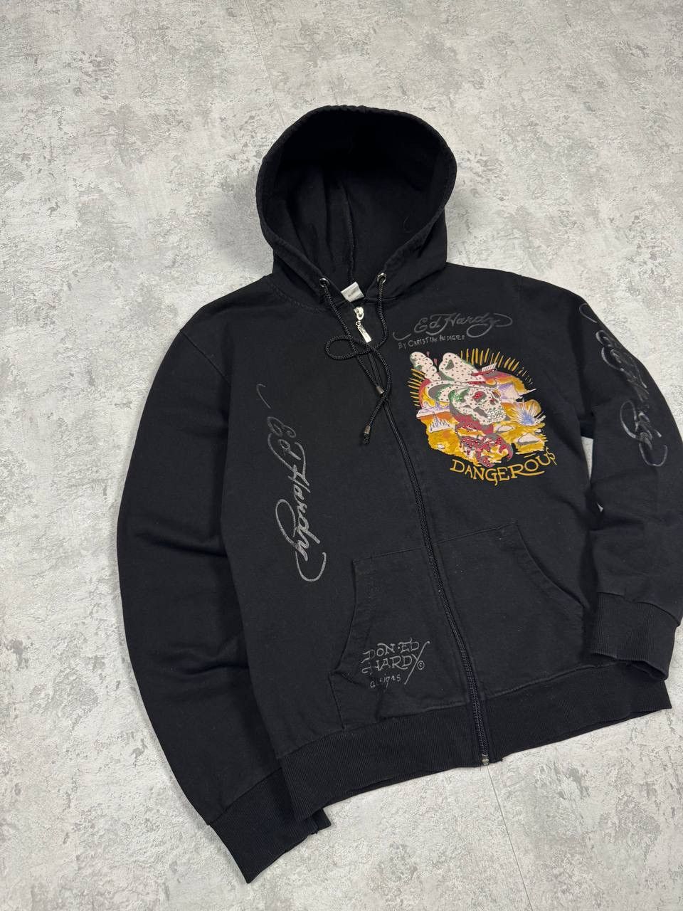 Ed Hardy Vintage Y2k Ed Hardy Dangerous Skull Black Zip Hoodie Size M / US 6-8 / IT 42-44 - 2 Thumbnail