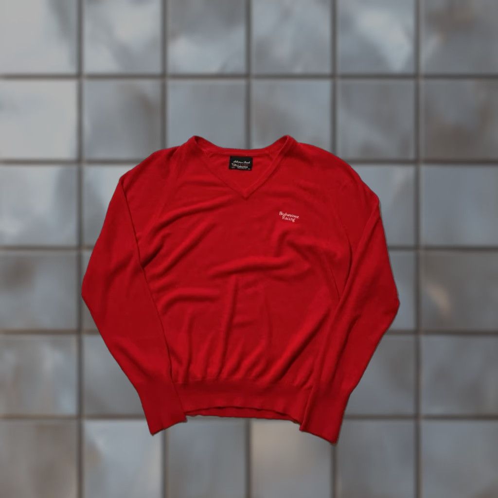 Budweiser VINTAGE Anheuser Busch Budweiser Racing Beer Red V Neck Sweater M Adult 1980s 70s Acrylic Knit Size US M / EU 48-50 / 2 - 1 Thumbnail