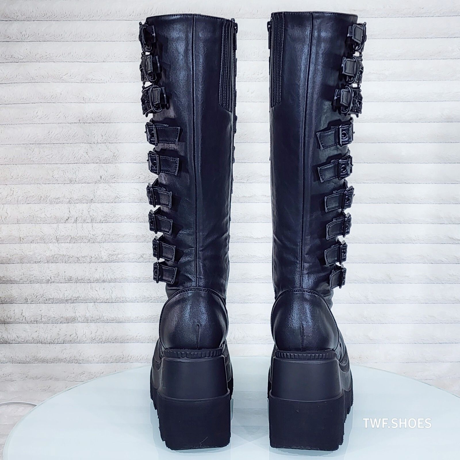 Other DEMONIA Shaker Black Matte Platform 4.5" Wedge Heel Skull Bu Size US 11 / IT 41 - 2 Thumbnail