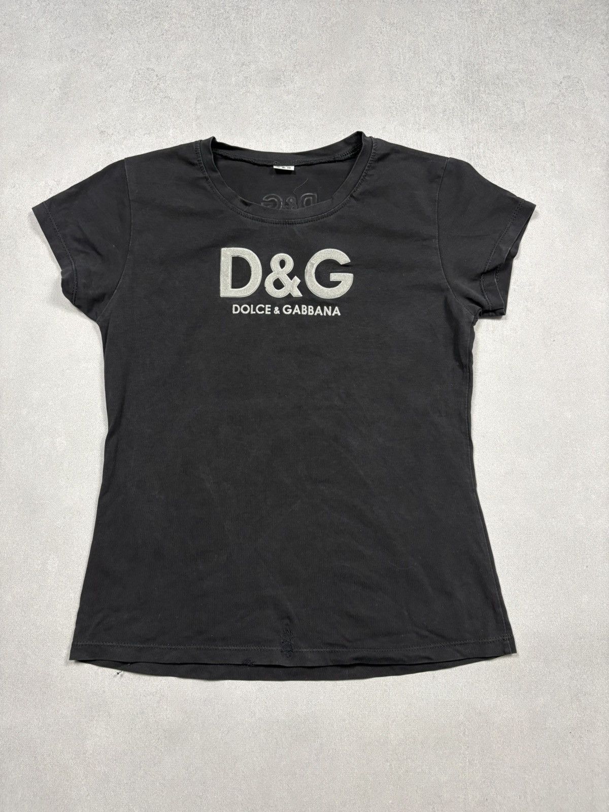 Vinatage 2000s Dolce & Gabbana D&G Logo T-Shirt Black S Y2K