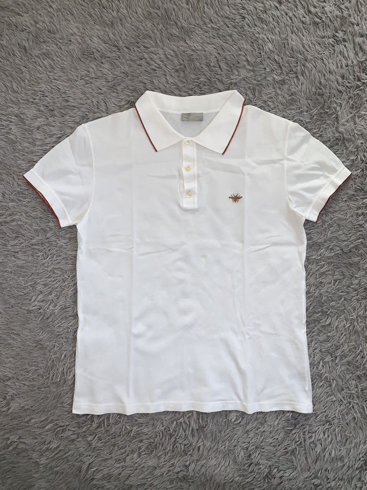 image of Dior Bee Polo Shirt in White, Men's (Size Small)