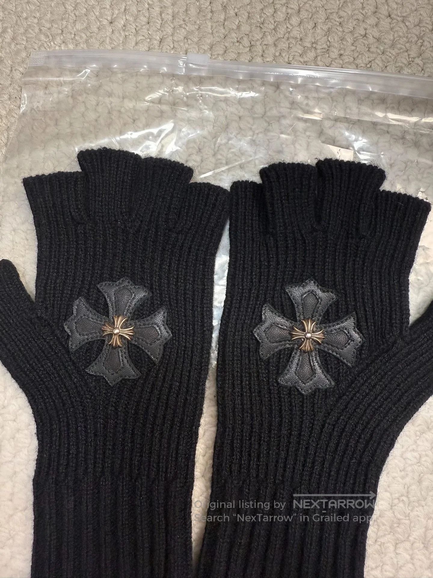 Chrome Hearts Chrome Hearts Black Cashmere Fingerless Gloves. Size ONE SIZE - 2 Thumbnail
