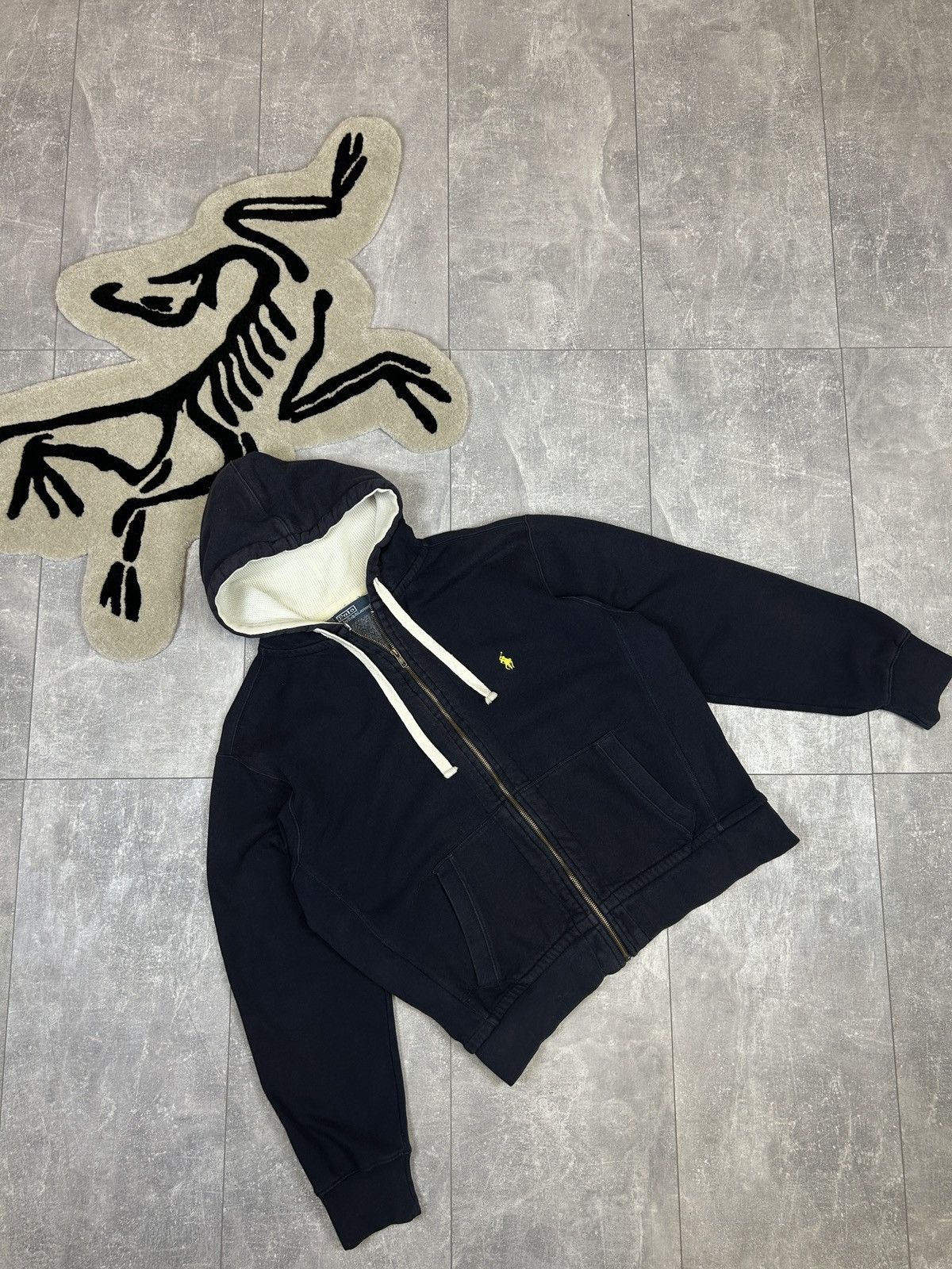 Pre-owned Polo Ralph Lauren X Vintage Mens Vintage Polo Ralph Laurent Distressed Zip Hoodie Y2k 90's In Navy