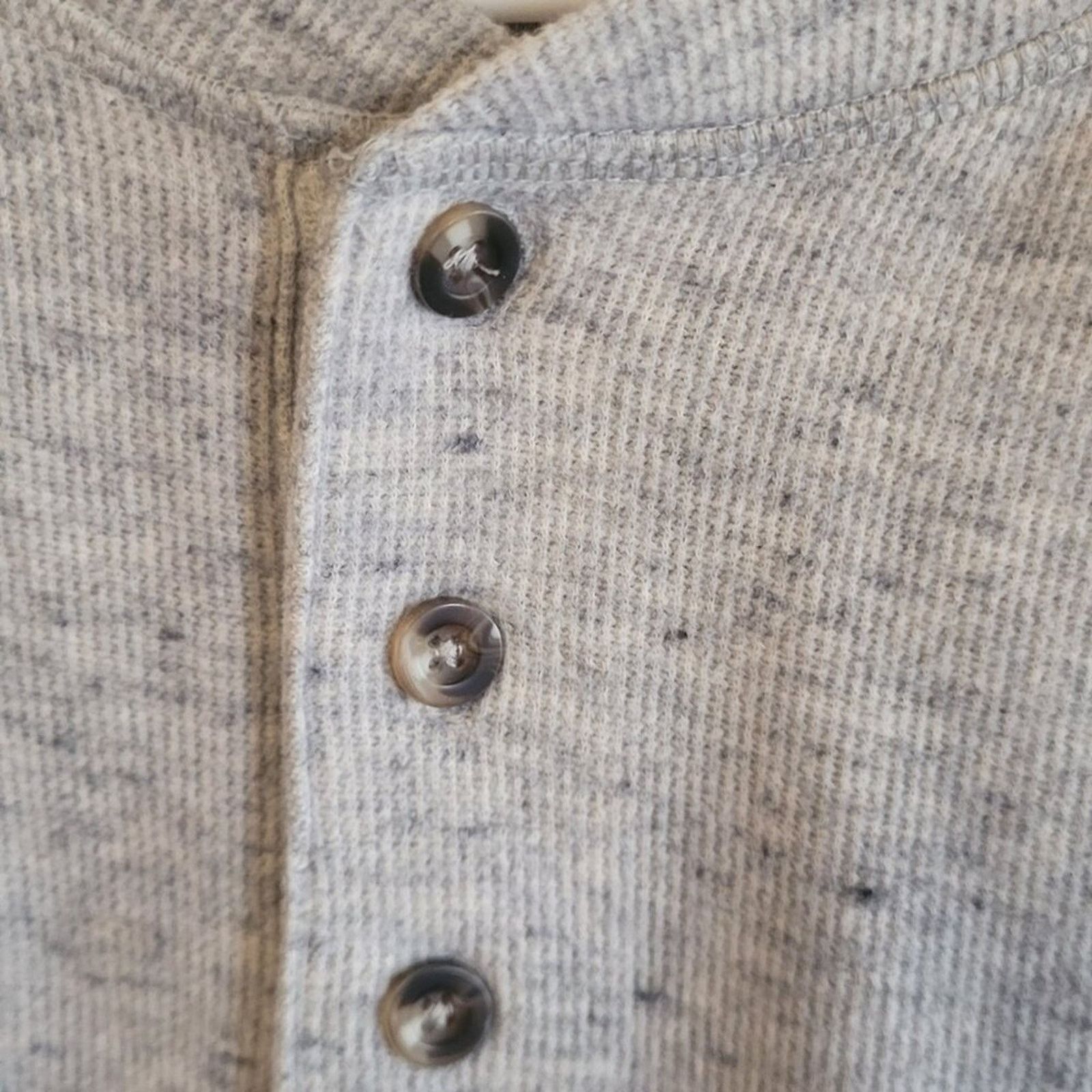 Julian Zigerli Julian & Mark Men's Grey Speckled Waffle Knit Henley - Large Size US L / EU 52-54 / 3 - 3 Thumbnail