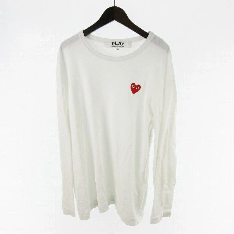 Cdg play white long sleeve clearance