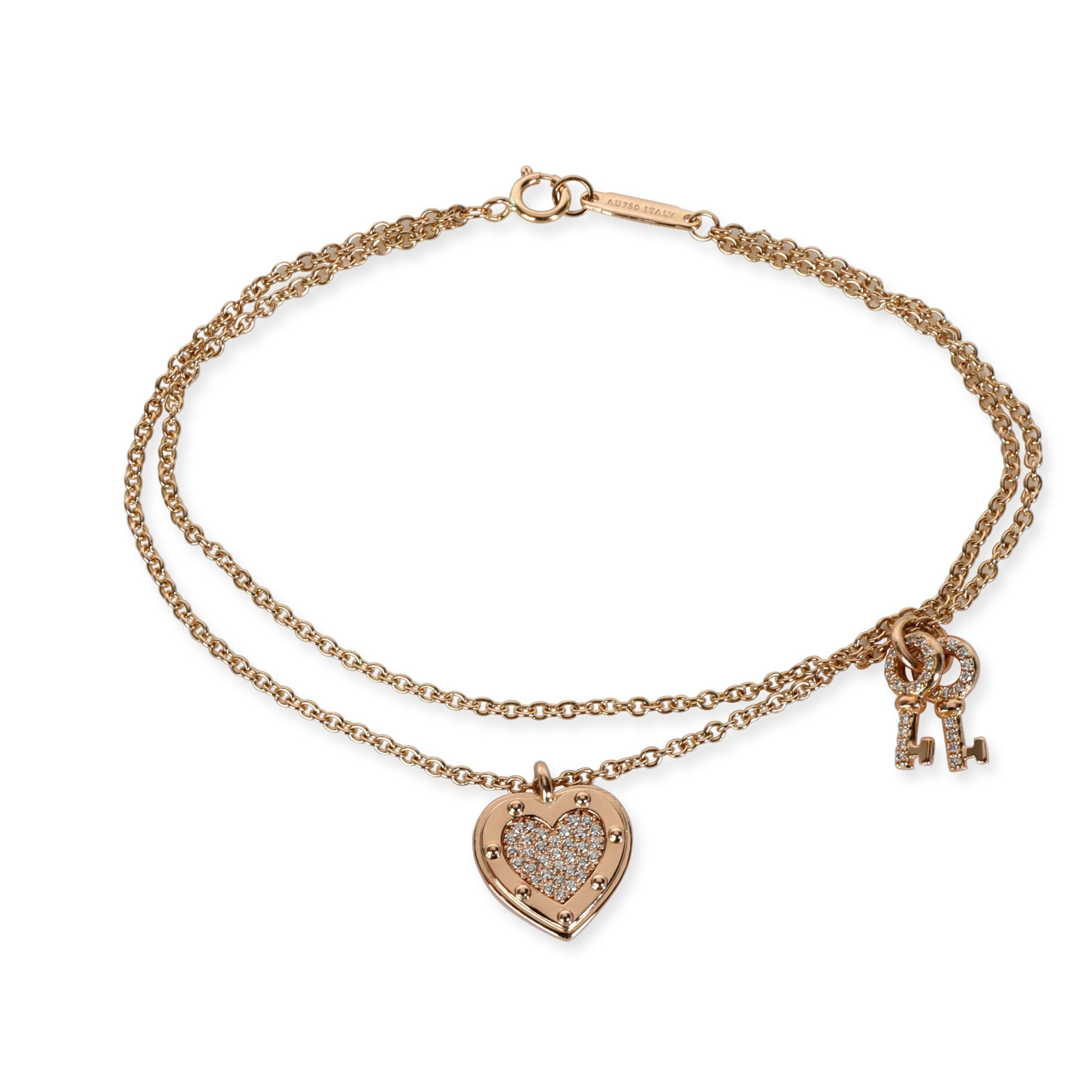 Return to Tiffany Heart Tag Keys Diamond Bracelet in 18K Rose Gold