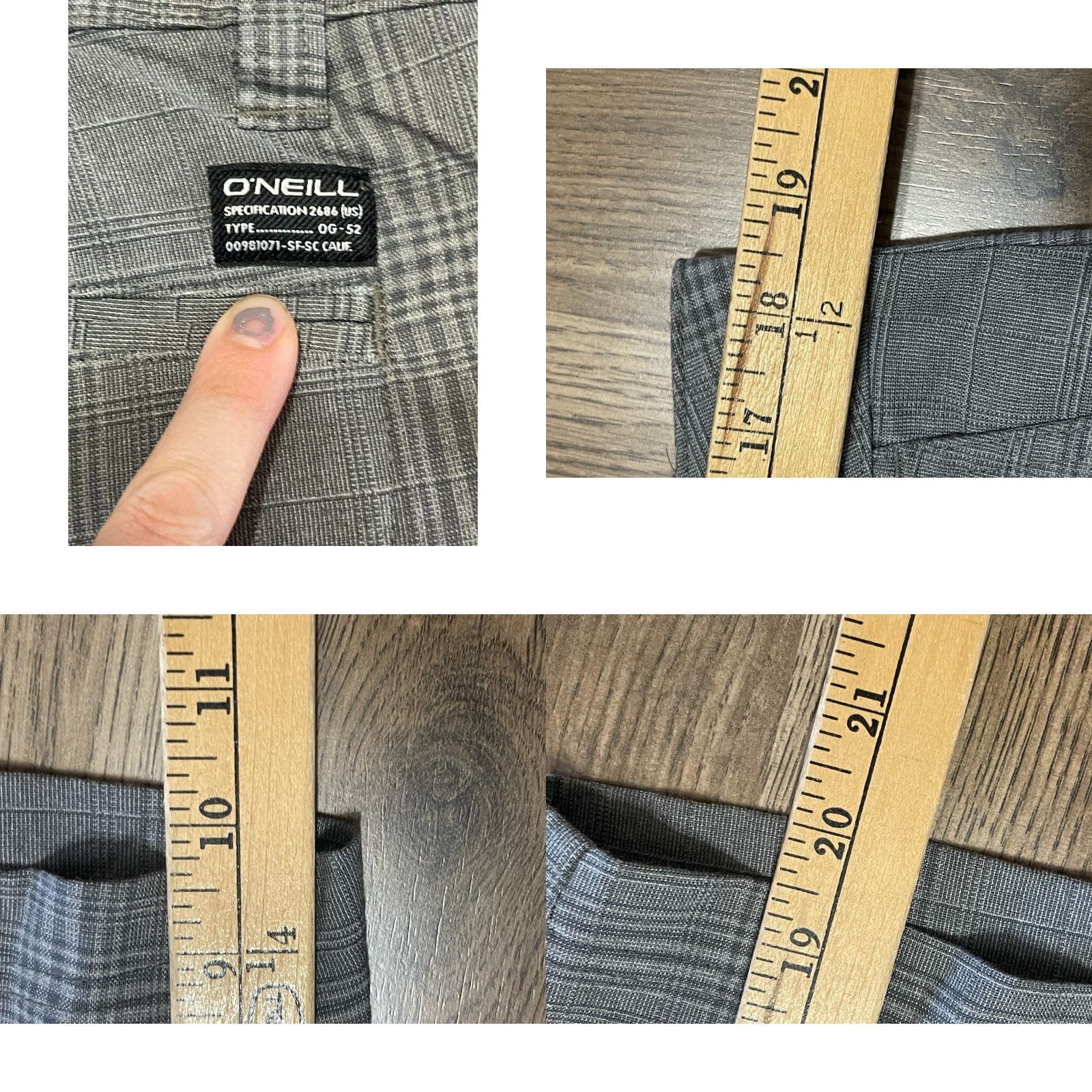 O'Neill O'Neill Men's Shorts Plaid Gray Regular Fit 36 Casual Chino Flat Front Free Return Mens Size US 36 / EU 52 - 8 Thumbnail