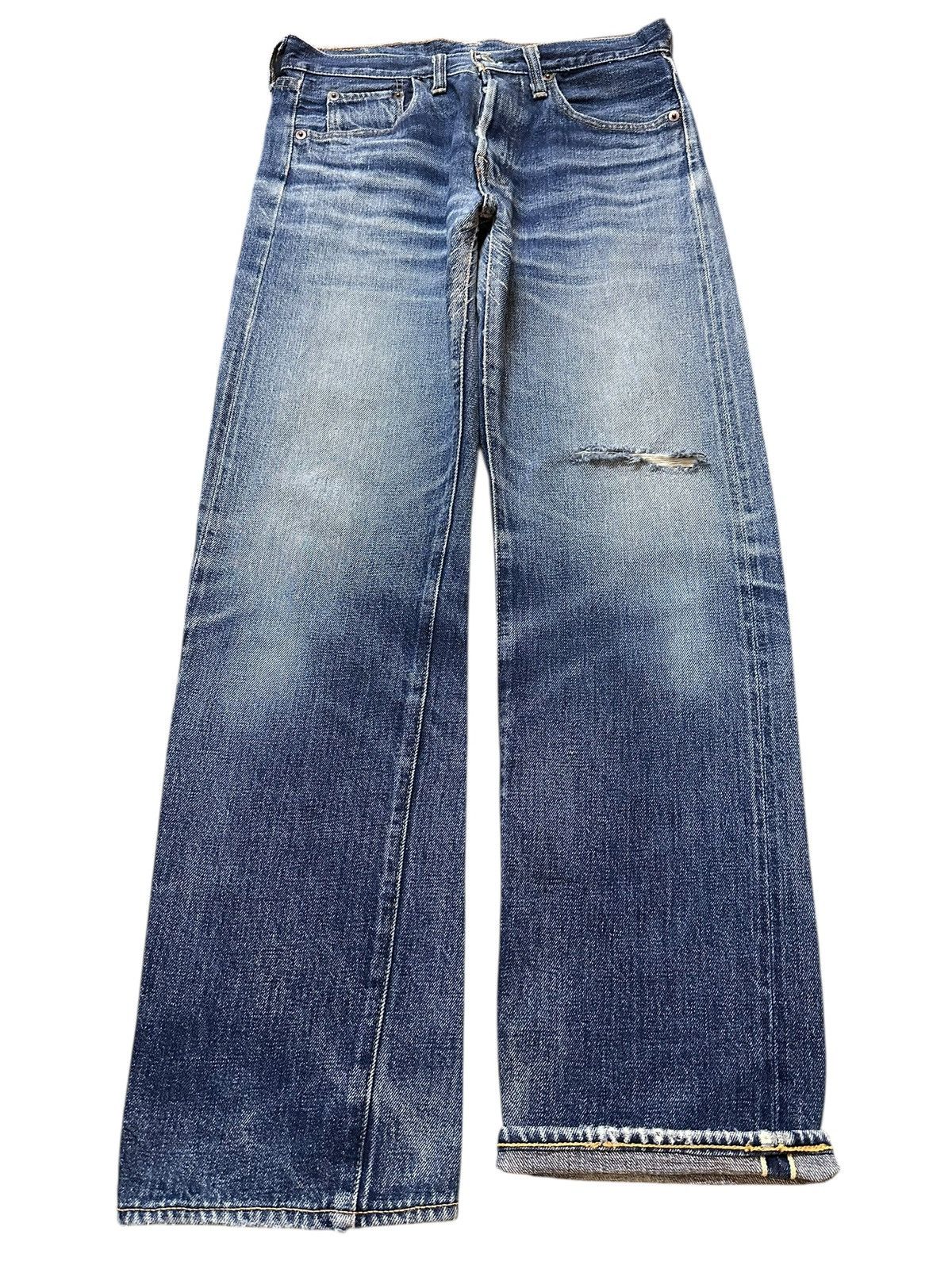 Denime Vintage Japan Denime Selvage Blue Faded Wash Distress Jeans Size US 29 - 1 Thumbnail