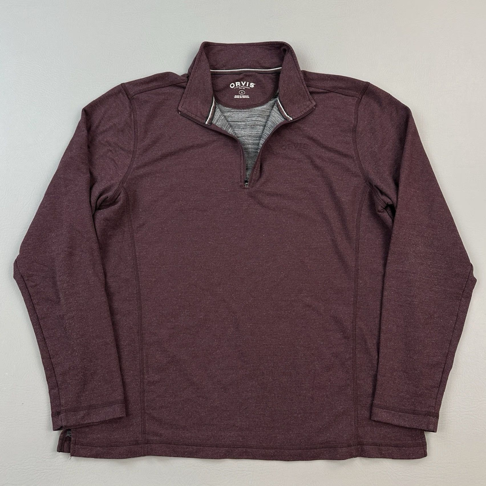 Orvis Orvis Pullover Mens Large Burgundy French Terry 1/4 Zip Outdoor Hiking Casual Shirt Size US L / EU 52-54 / 3 - 2 Thumbnail