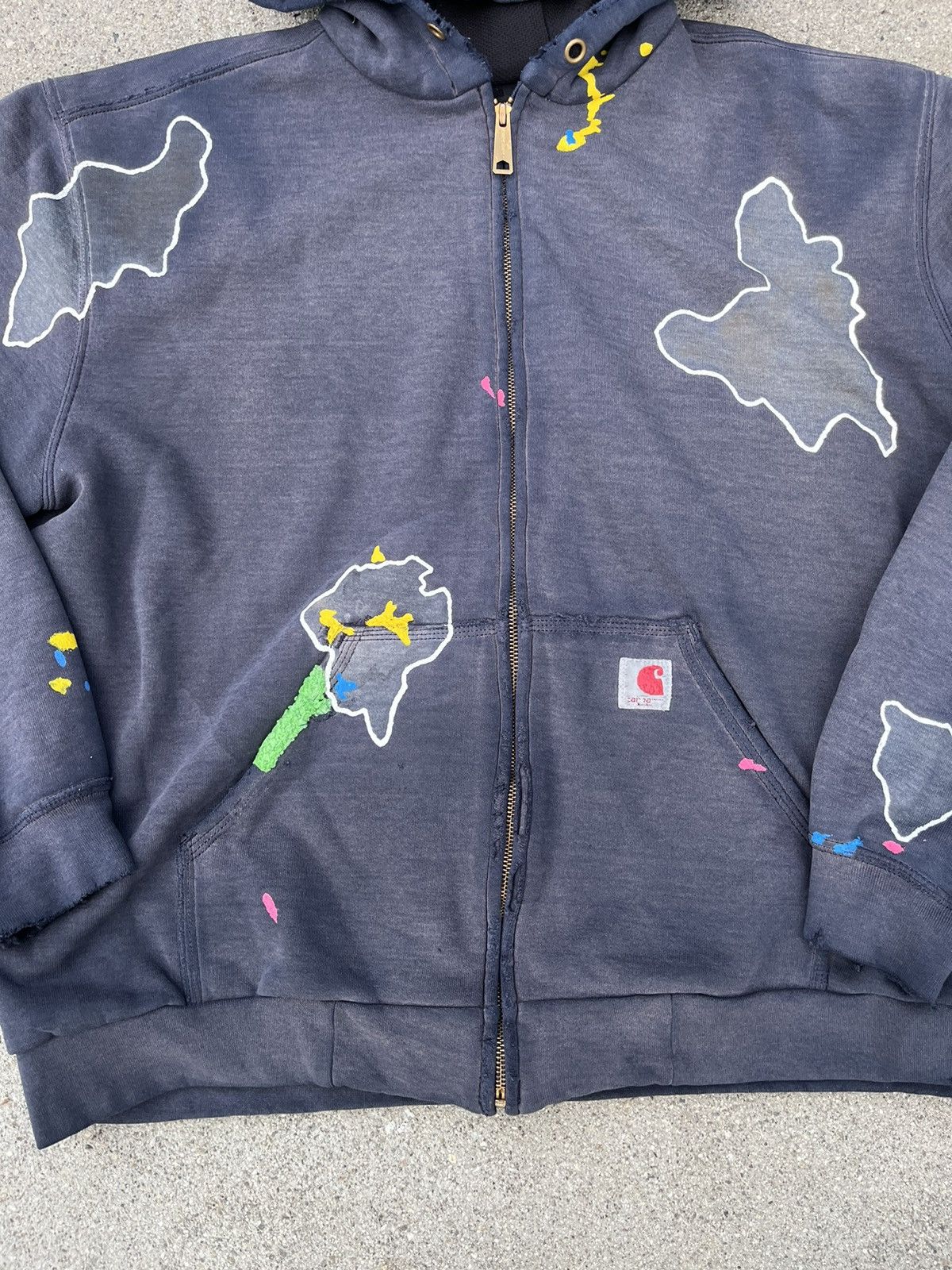 Carhartt Vintage Carhartt Zip Up Hoodie Sun Fade Distressed Thermal Size US L / EU 52-54 / 3 - 4 Thumbnail
