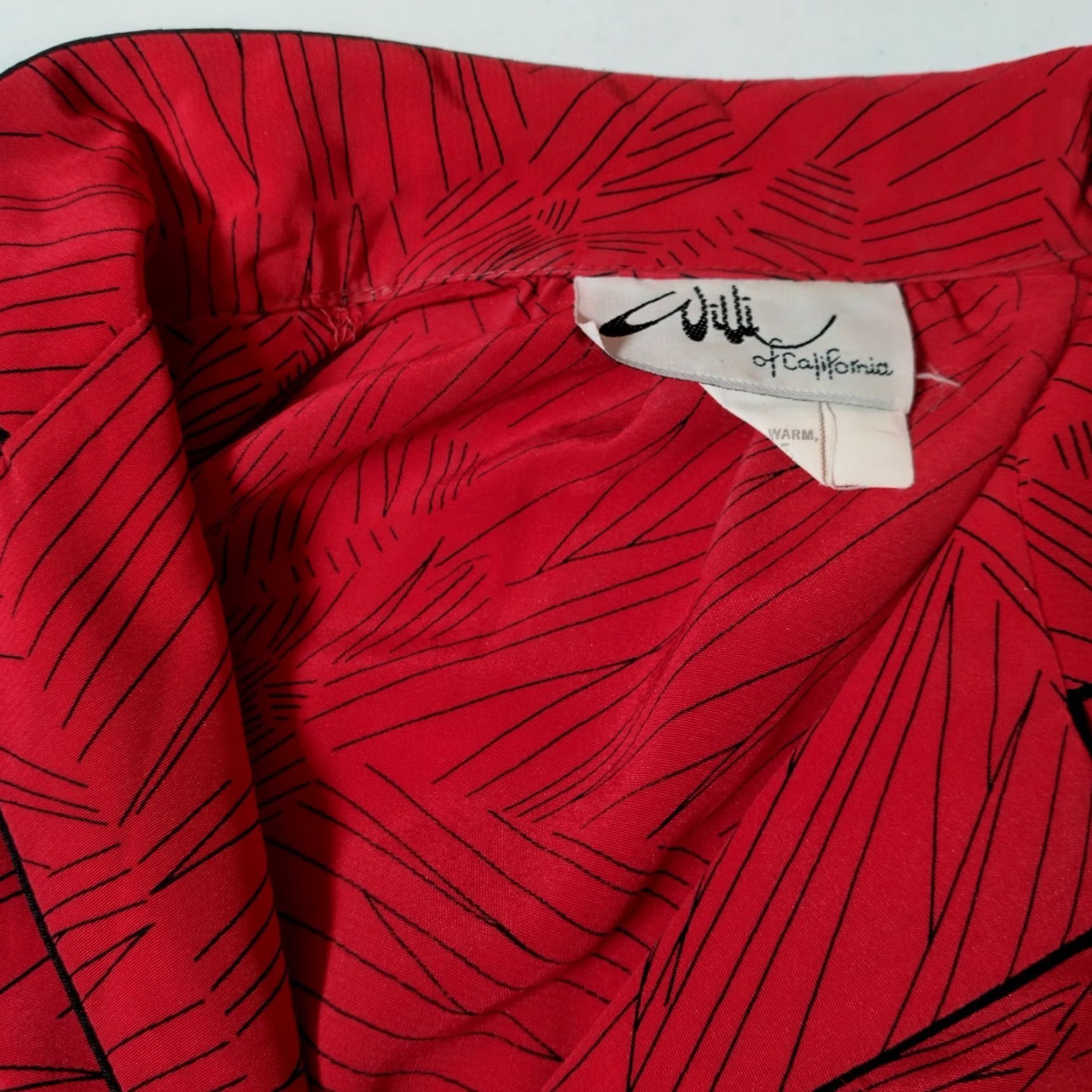 Vintage Willi of California Dress Shirt Dress Vintage 1980s Midi Red Black Long Sleeve Women's Size 14 Office Wear Mens? Size XL / US 12-14 / IT 48-50 - 5 Thumbnail