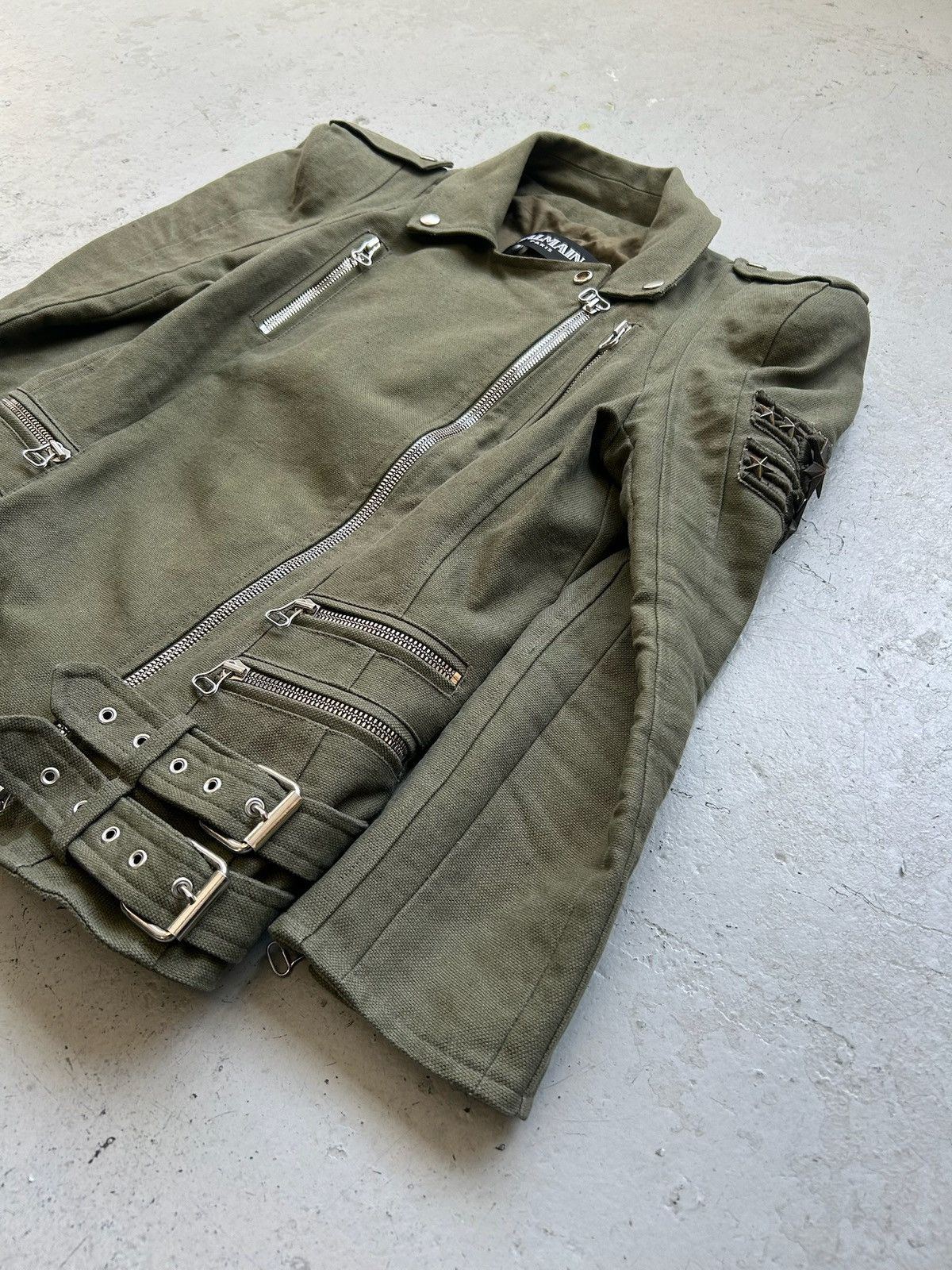 Balmain Balmain by Christophe Decarnin Studded Military Biker Jacket Size US XS / EU 42 / 0 - 2 Thumbnail