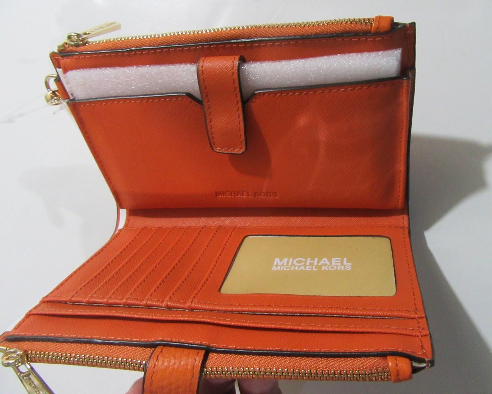 Michael Kors Michael Kors Jet Set Travel Double Zip Wristlet Tangerine Size ONE SIZE - 4 Thumbnail