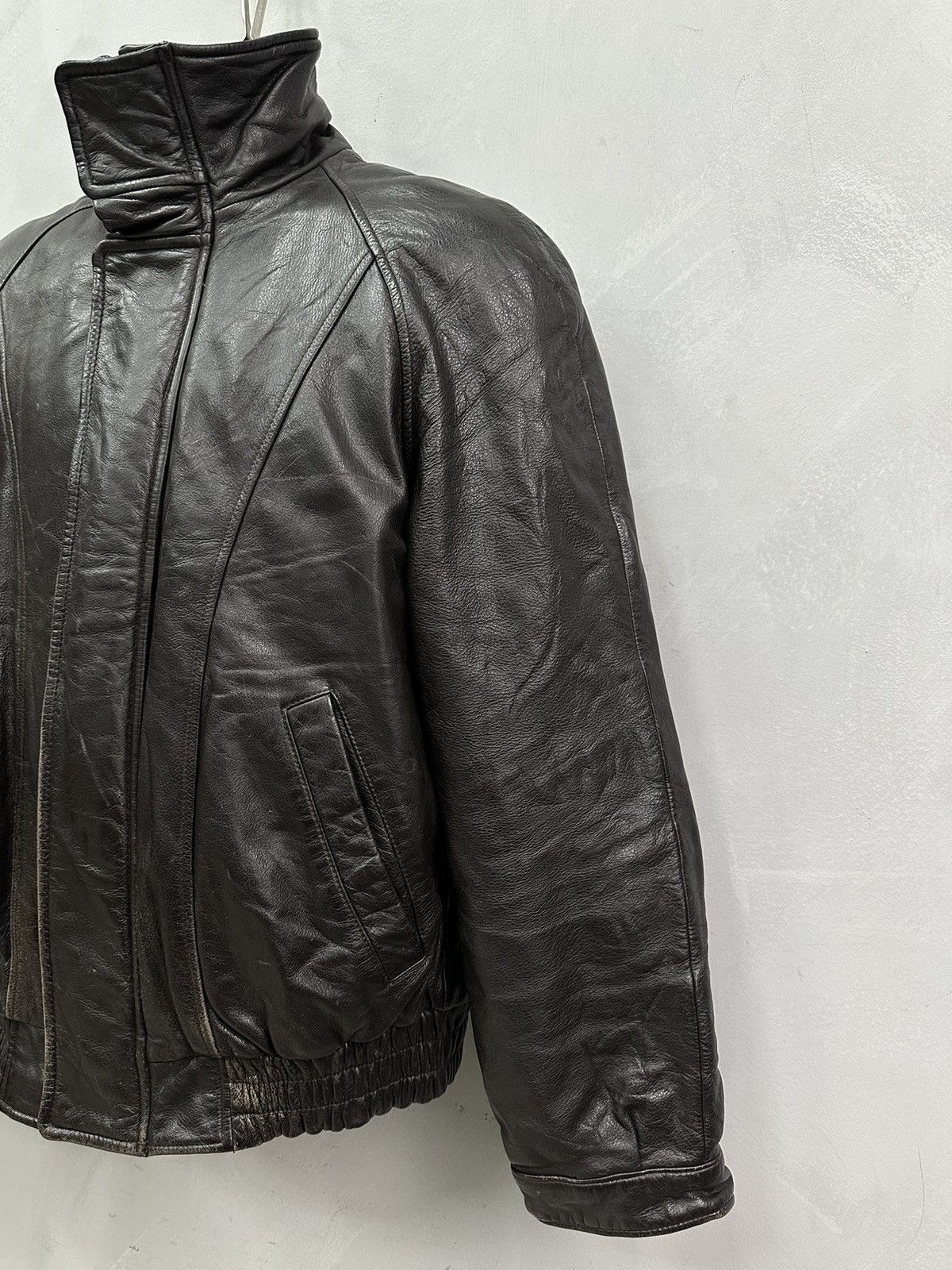 London Fog Vintage Leather Jacket Faded DISTRESSED Diesel Y2k Avirex Size US S / EU 44-46 / 1 - 2 Thumbnail