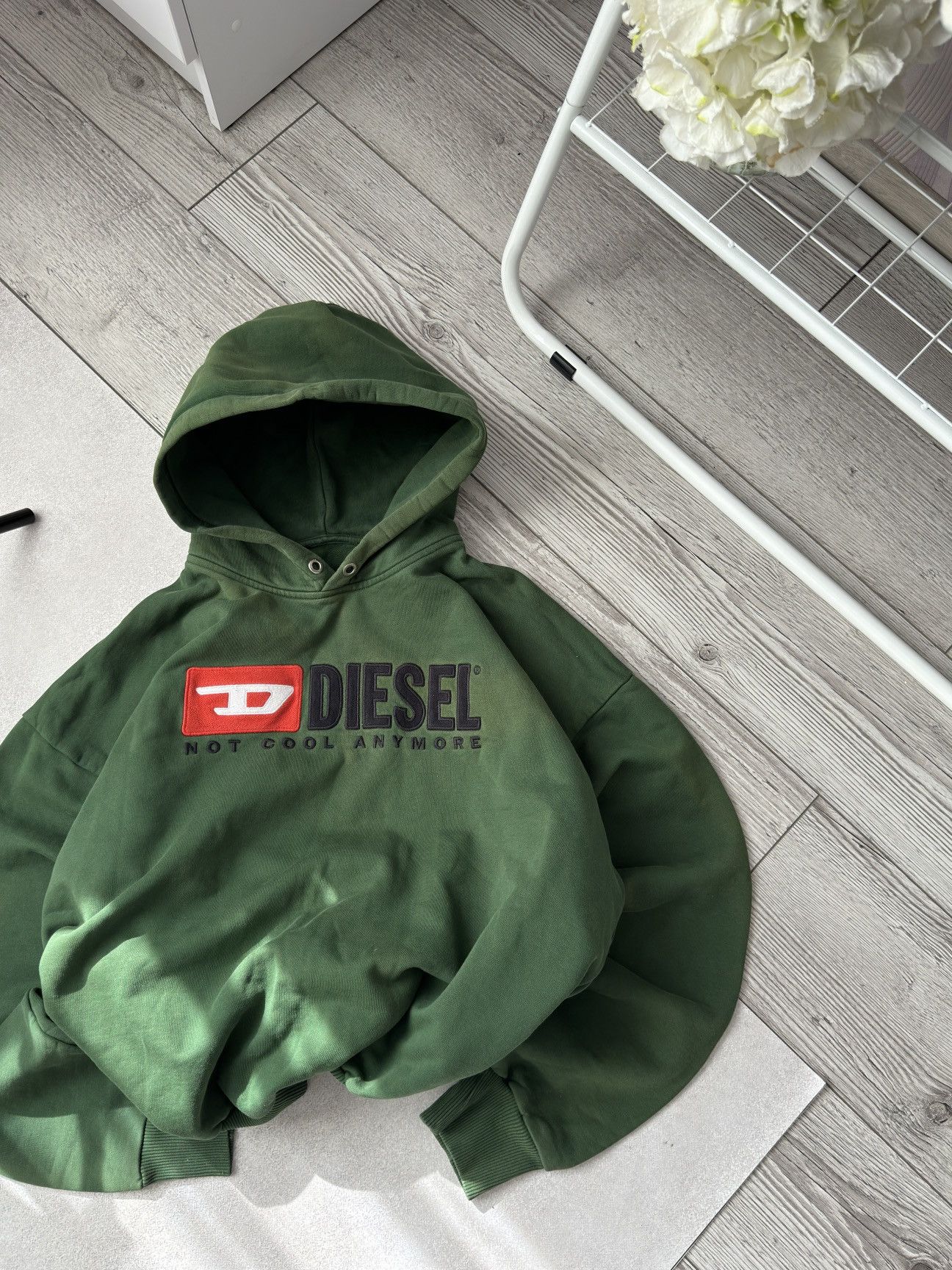 Diesel × Vintage Vintage Diesel big logo distressed Faded Y2K boxy hoodie Size US XL / EU 56 / 4 - 3 Thumbnail