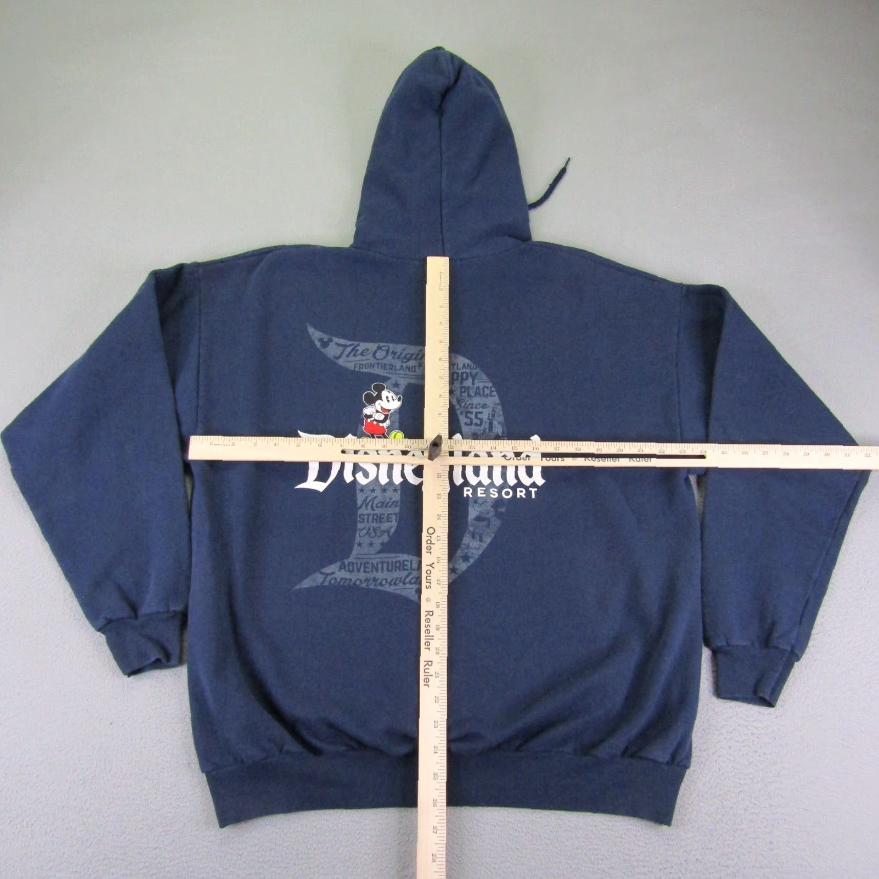 Disney Disney Hoodie Mens XL Blue Mickey Mouse Pullover Sweatshirt Zip Front Pockets Cartoon Logo Knit Cotton Polyester Size US XL / EU 56 / 4 - 5 Thumbnail