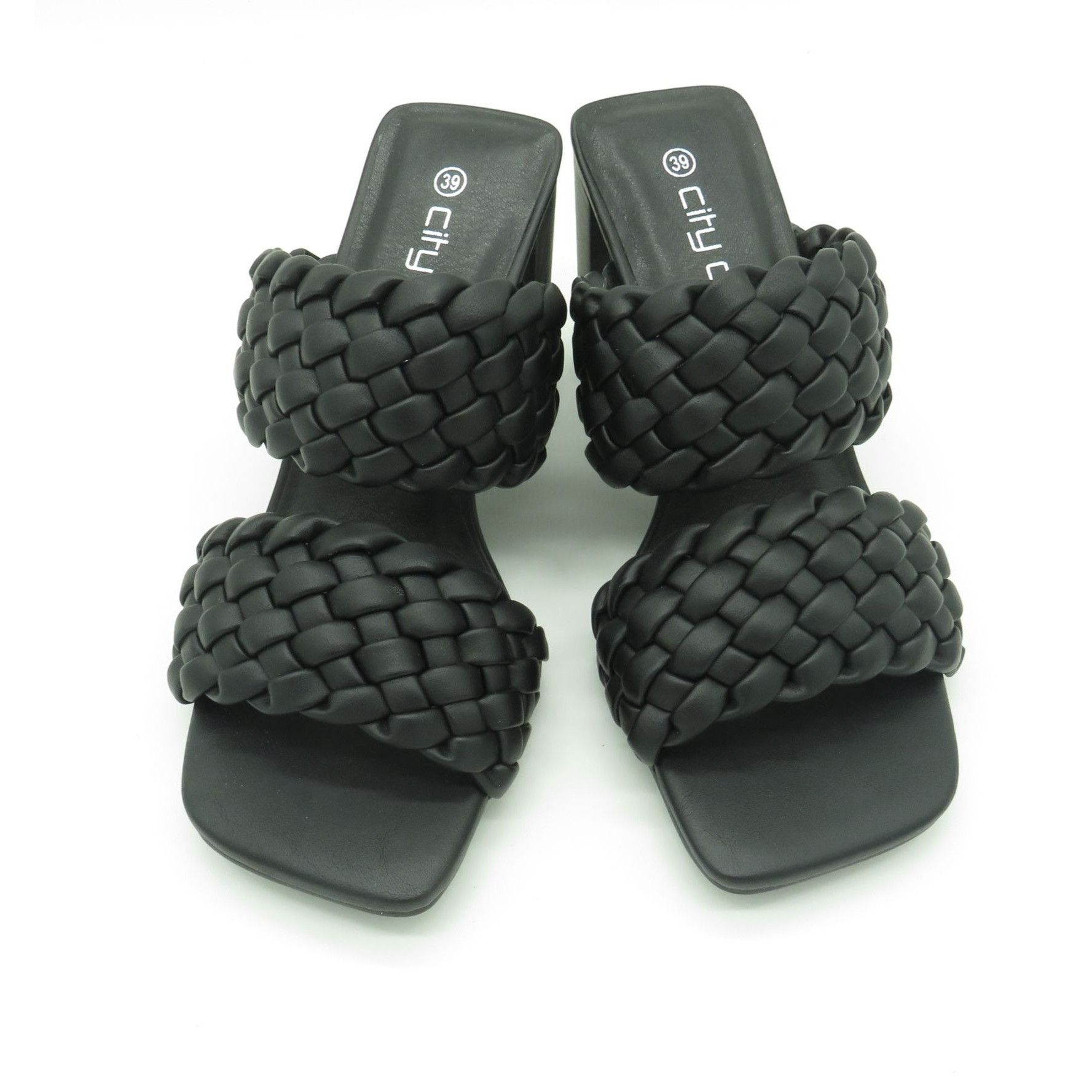Other City Chic Black Braided Heeled Sandals Size 8 Square Toe NEW Size US 8 / IT 38 - 2 Thumbnail