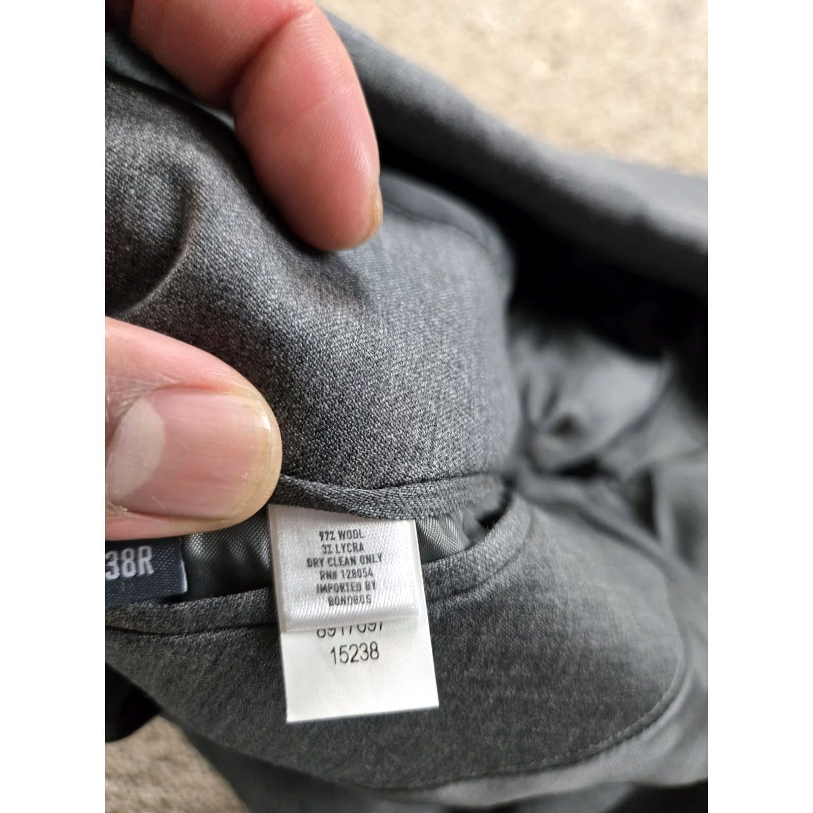 Bonobos Bonobos Suit Jacket 38 R Mens Gray Slim Fit Wool Blend 2 Button Pockets Stretch Size 38R - 7 Thumbnail