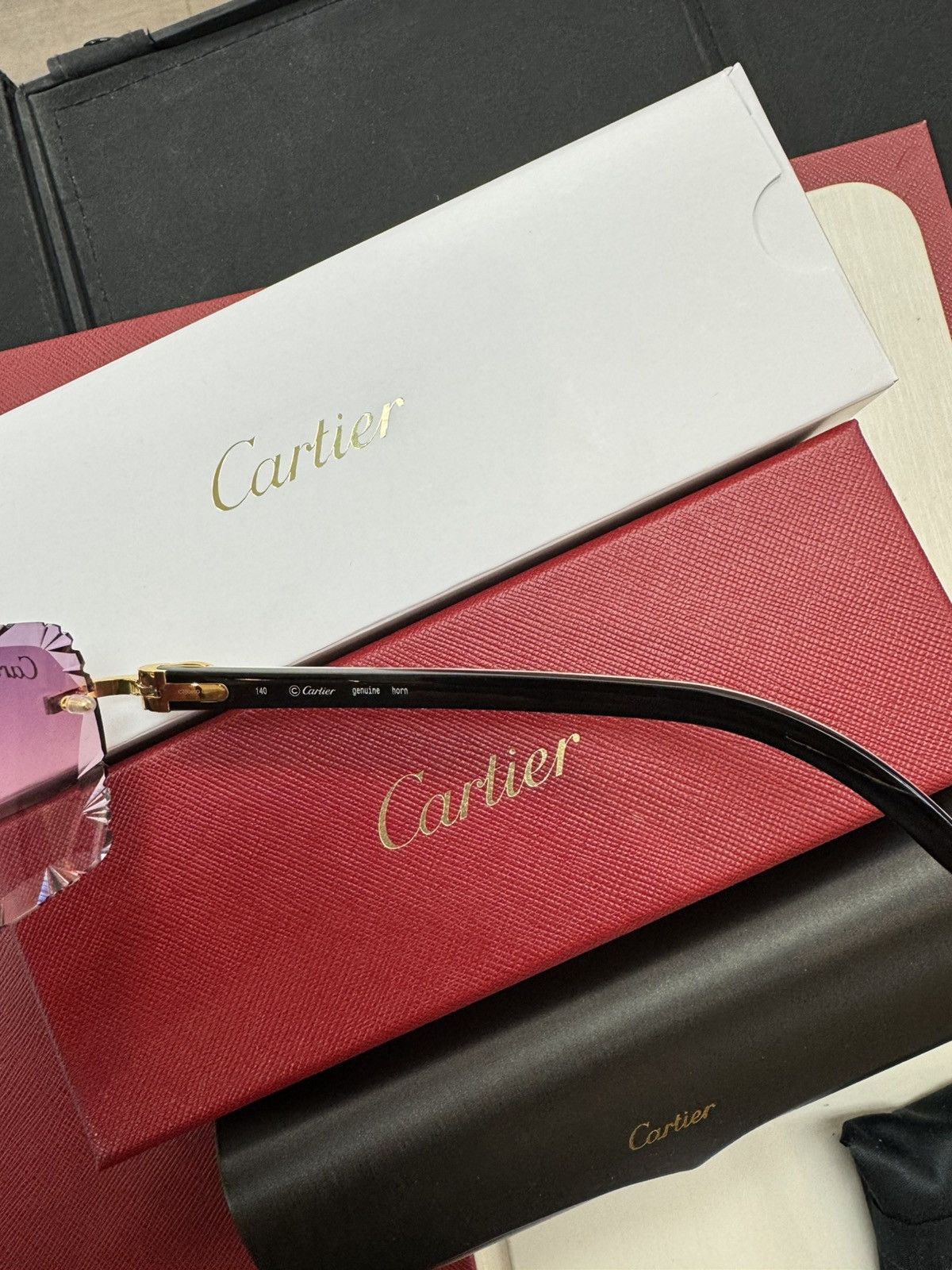 Cartier Cartier White Buffalo Horn Sunglasses C Decor White Buffs Size ONE SIZE - 4 Thumbnail