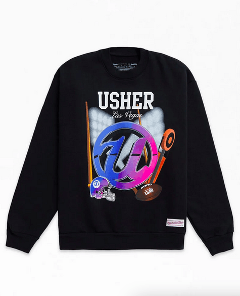 image of Mitchell Ness x Nfl Usher Crew Neck Sweatshirt in Black, Men's (Size XL)