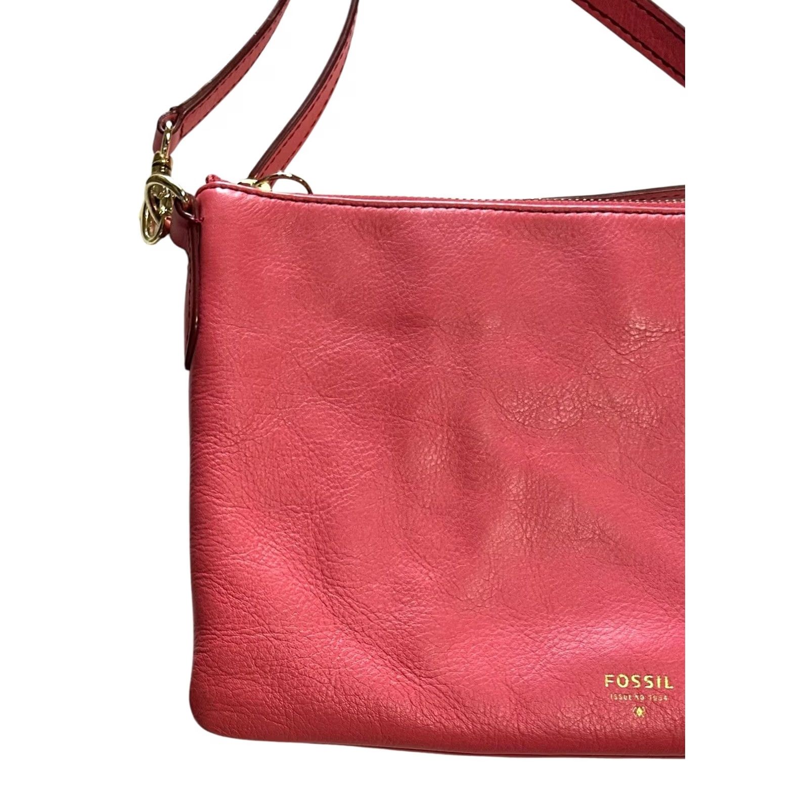 Fossil Fossil Sydney Crossbody Purse Pink Leather Shoulder Handbag Womens Top Zip Pebbled Leather Size S / US 4 / IT 40 - 4 Thumbnail