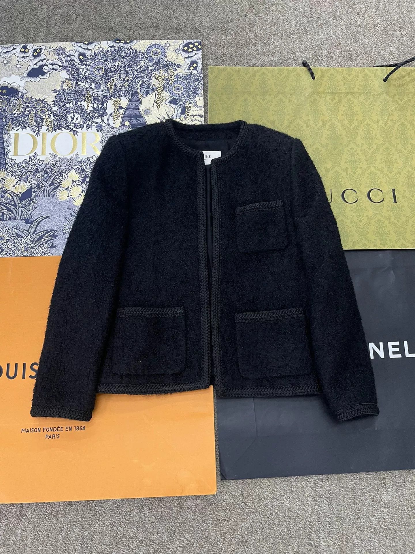 Celine Celine Black Tweed Three-Pocket Coat Size XS / US 0-2 / IT 36-38 - 1 Thumbnail