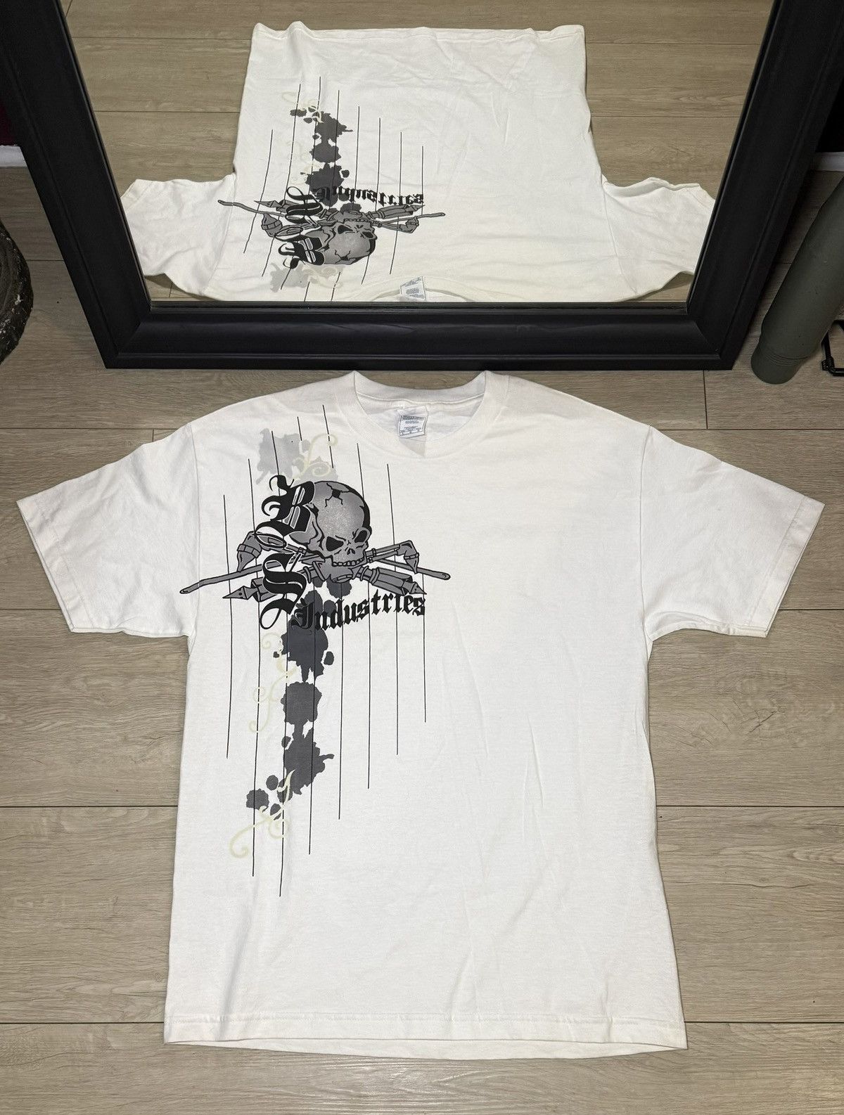 Affliction Y2K 2000s RS Industries Skull Striped Shirt Size US L / EU 52-54 / 3 - 1 Thumbnail