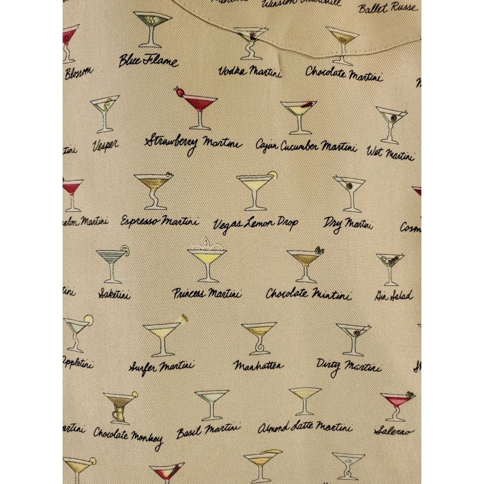 Tori Richard Tori Richard Shirt 100% Silk Cocktails Martinis Short Sleeve Mens L Tan Brown Silk Size US L / EU 52-54 / 3 - 2 Thumbnail