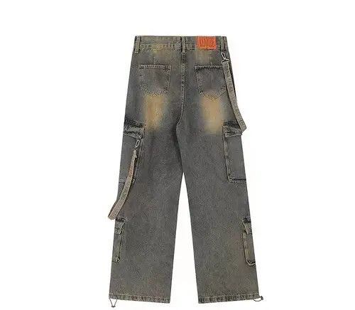 VIBE Retro yellow mud-dyed distressed multi-pocket cargo jeans Size US 32 / EU 48 - 2 Thumbnail