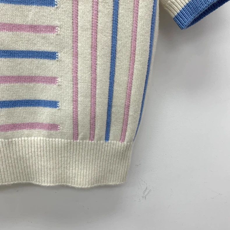 Chanel Chanel Beige striped logo embroidered cashmere lapel short- Size XXS / US 00 / IT 34 - 4 Thumbnail