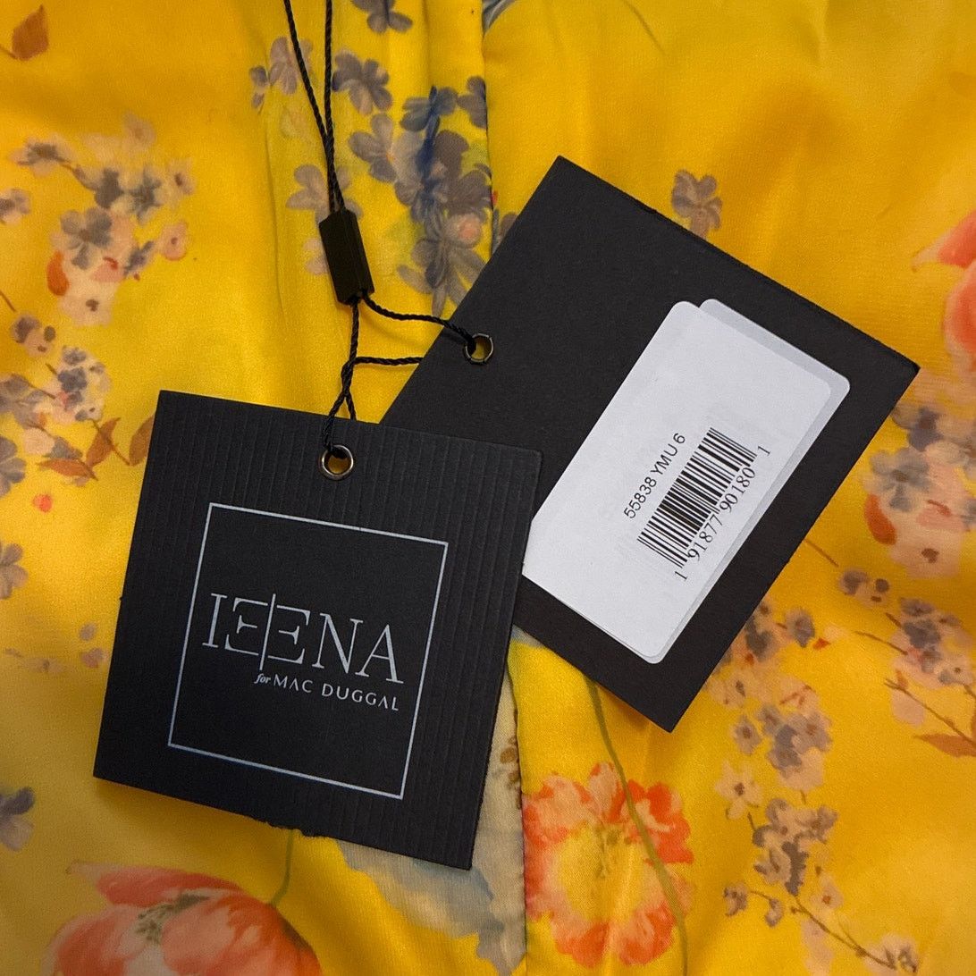 Mac Duggal Mac Duggal vNeck Mini Dress Yellow Floral Chiffon SIze 6 Size M / US 6-8 / IT 42-44 - 2 Thumbnail