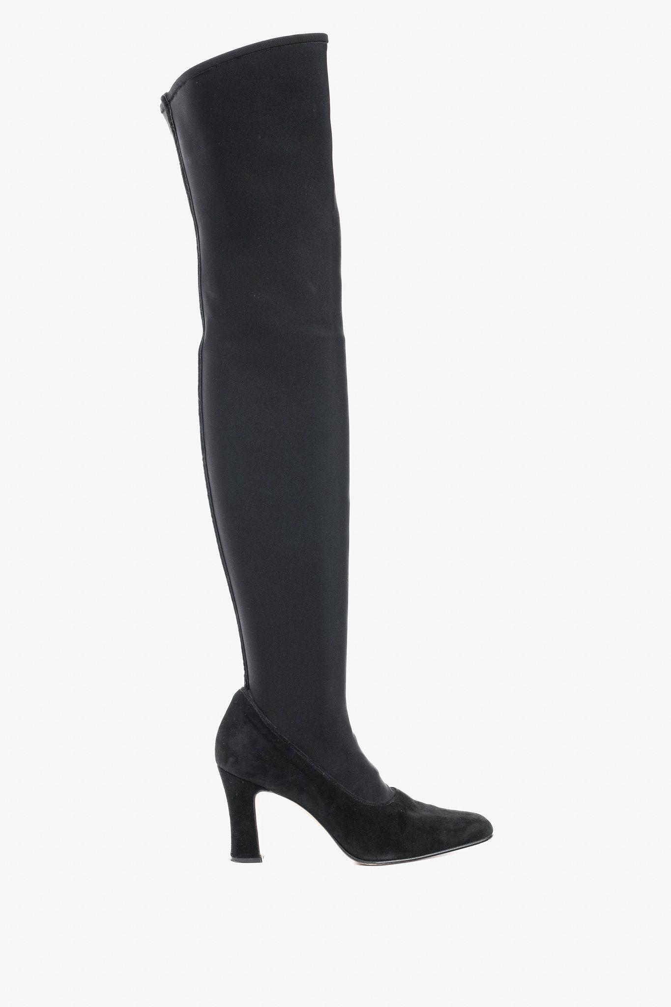 Other Martinez Valero Black Suede Stretch Thigh-High Boots Size US 5 / IT 35 - 1 Thumbnail
