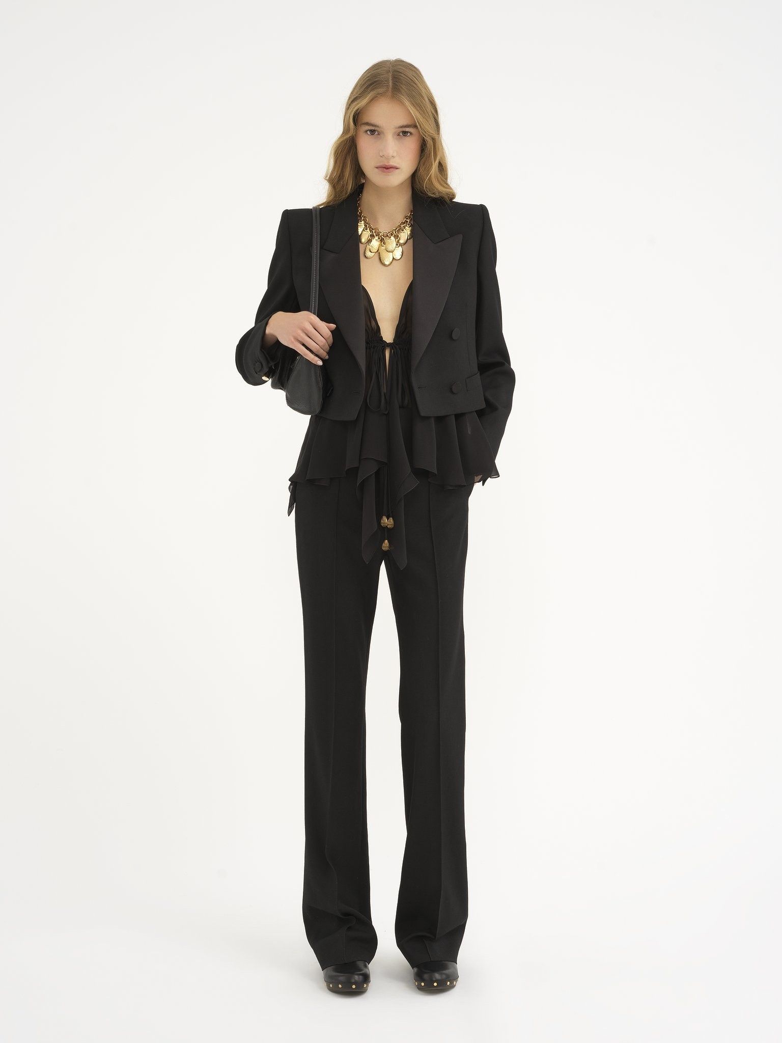 Chloe o1loc1c11025 Hi Waisted Straight Pant in Black Size 28" / US 6 / IT 42 - 3 Thumbnail