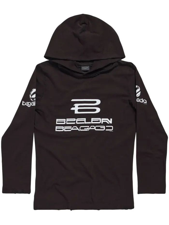 Balenciaga o1w1db10126 Al Generated Long Sleeve Hooded T-Shirt Fitted Size US XXS / EU 40 - 1 Thumbnail