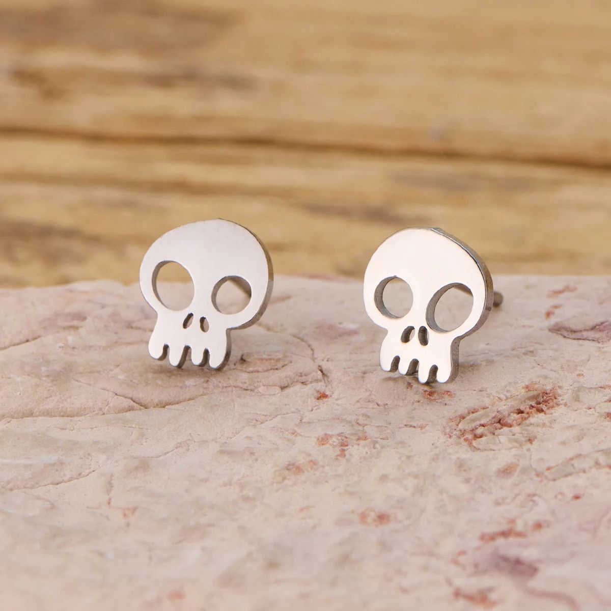 Jewelry Mini Skull Stud Earrings Charm Earring Gift Size ONE SIZE - 1 Preview