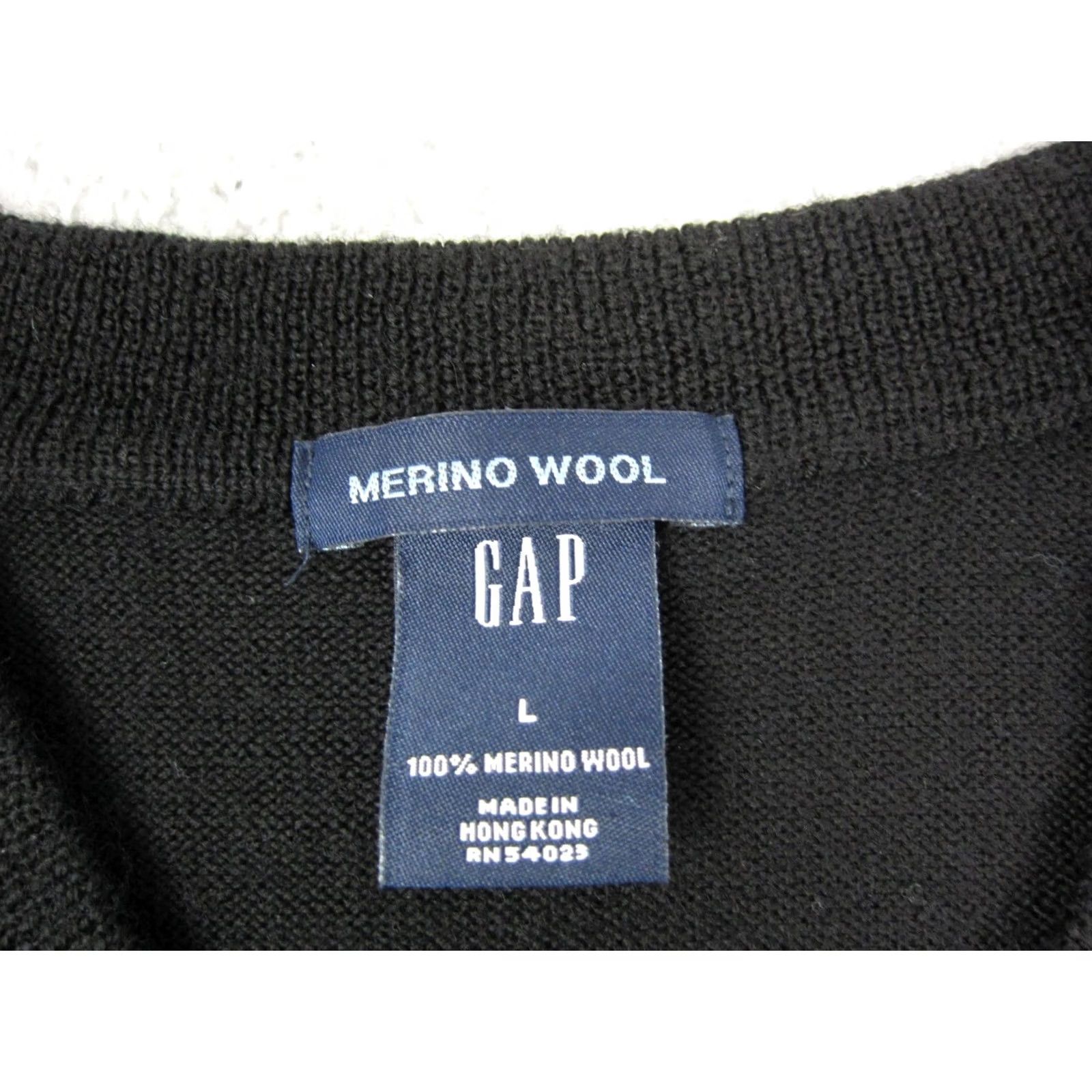Gap VINTAGE GAP Sweater Mens L Black Argyle Merino Wool V-Neck Knit Pullover 90s 80s"} Size US L / EU 52-54 / 3 - 3 Thumbnail